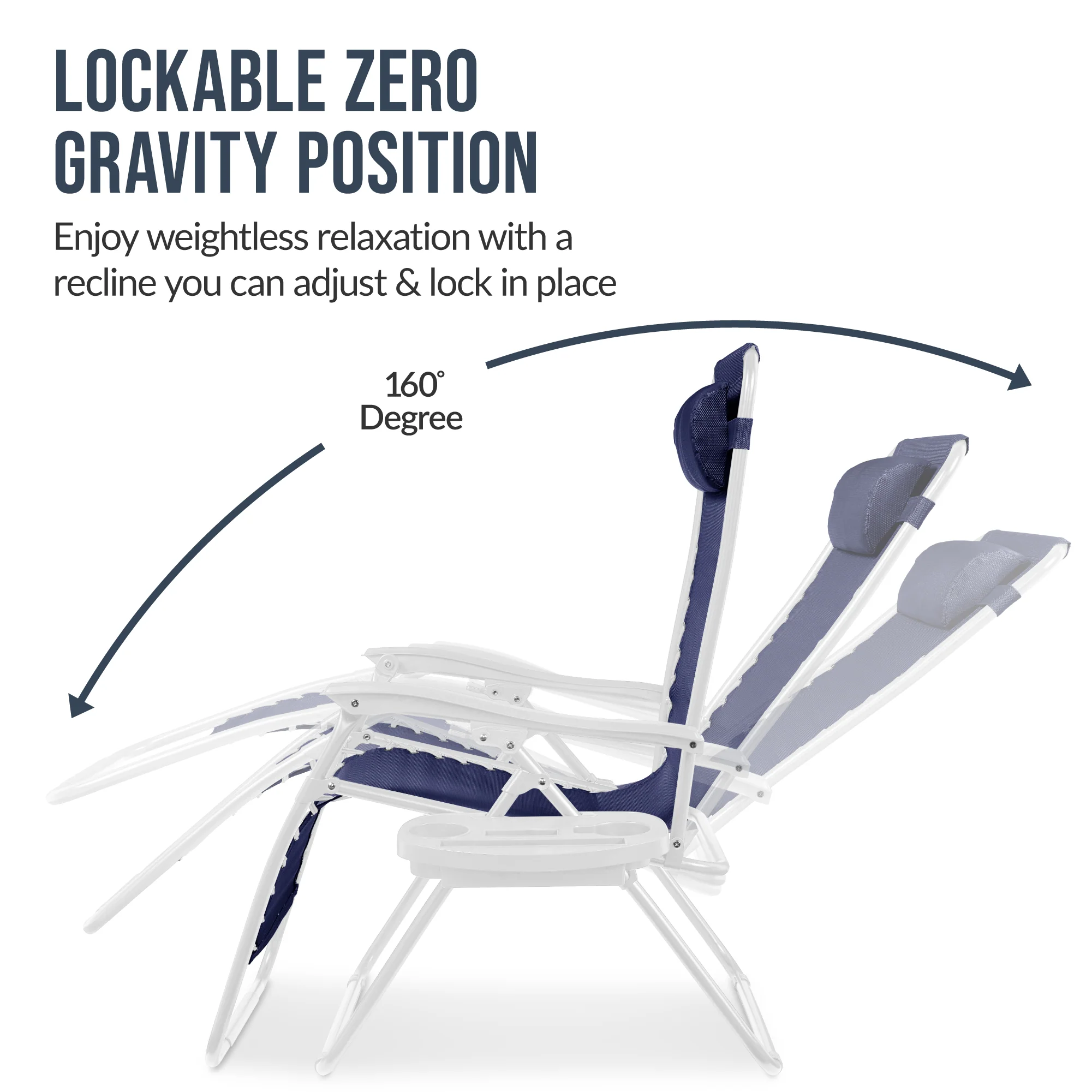 Set of 2 Extra Wide Adjustable Zero Gravity Patio Chair Recliners - Image 93