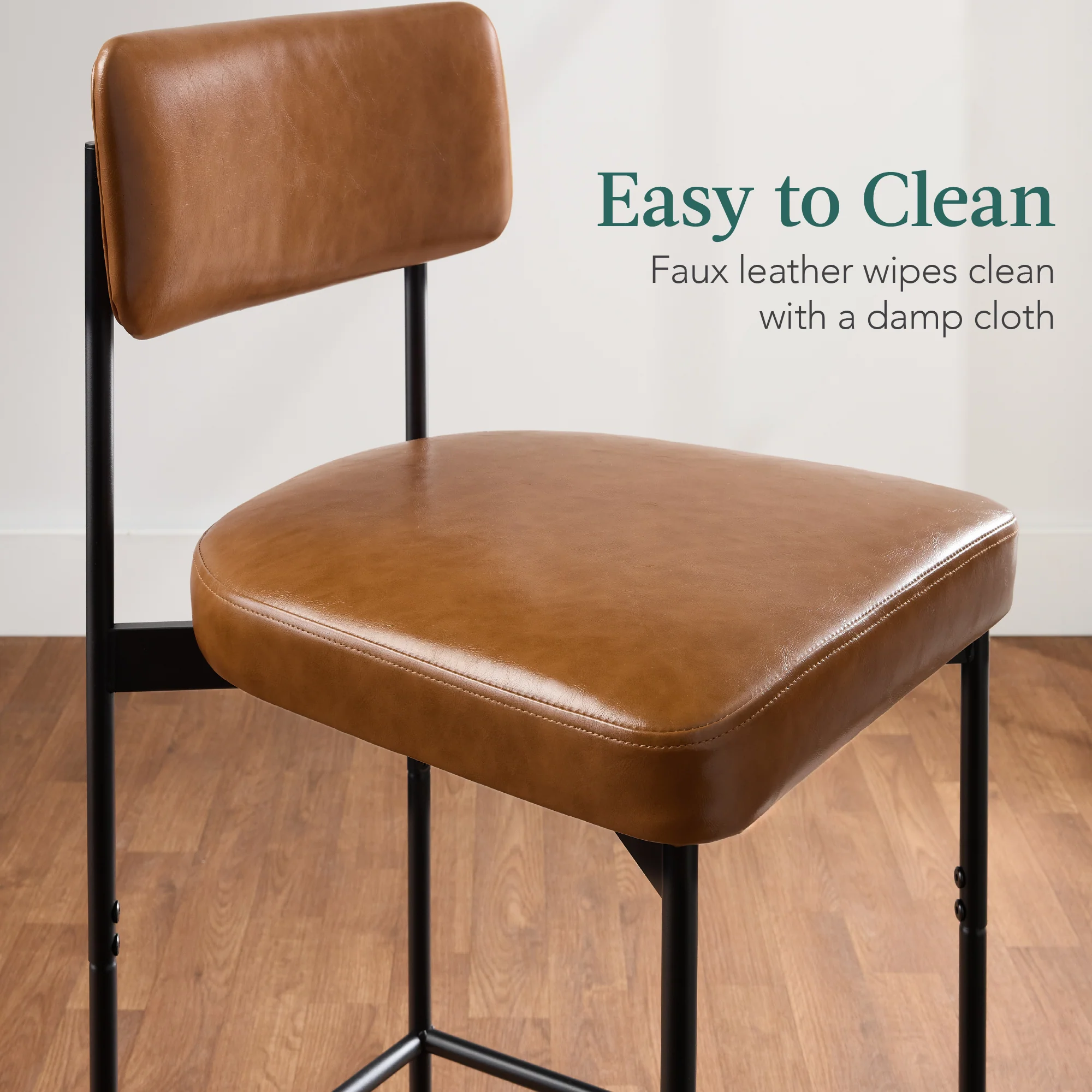 Set of 2 Armless Counter Height Bar Stools, Modern PU Faux Leather Stools - Image 17