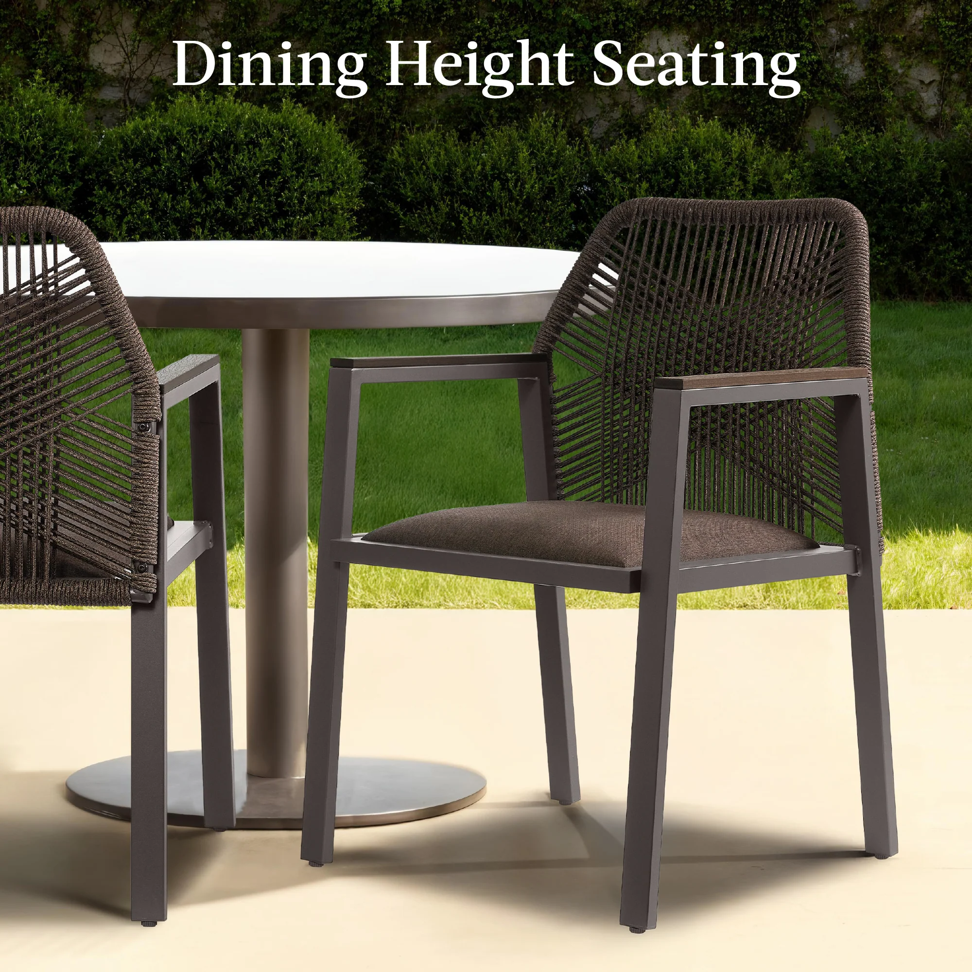 Set of 2 Indoor/Outdoor Aluminum Dining Chairs with Arms All-Weather Rope - Image 14