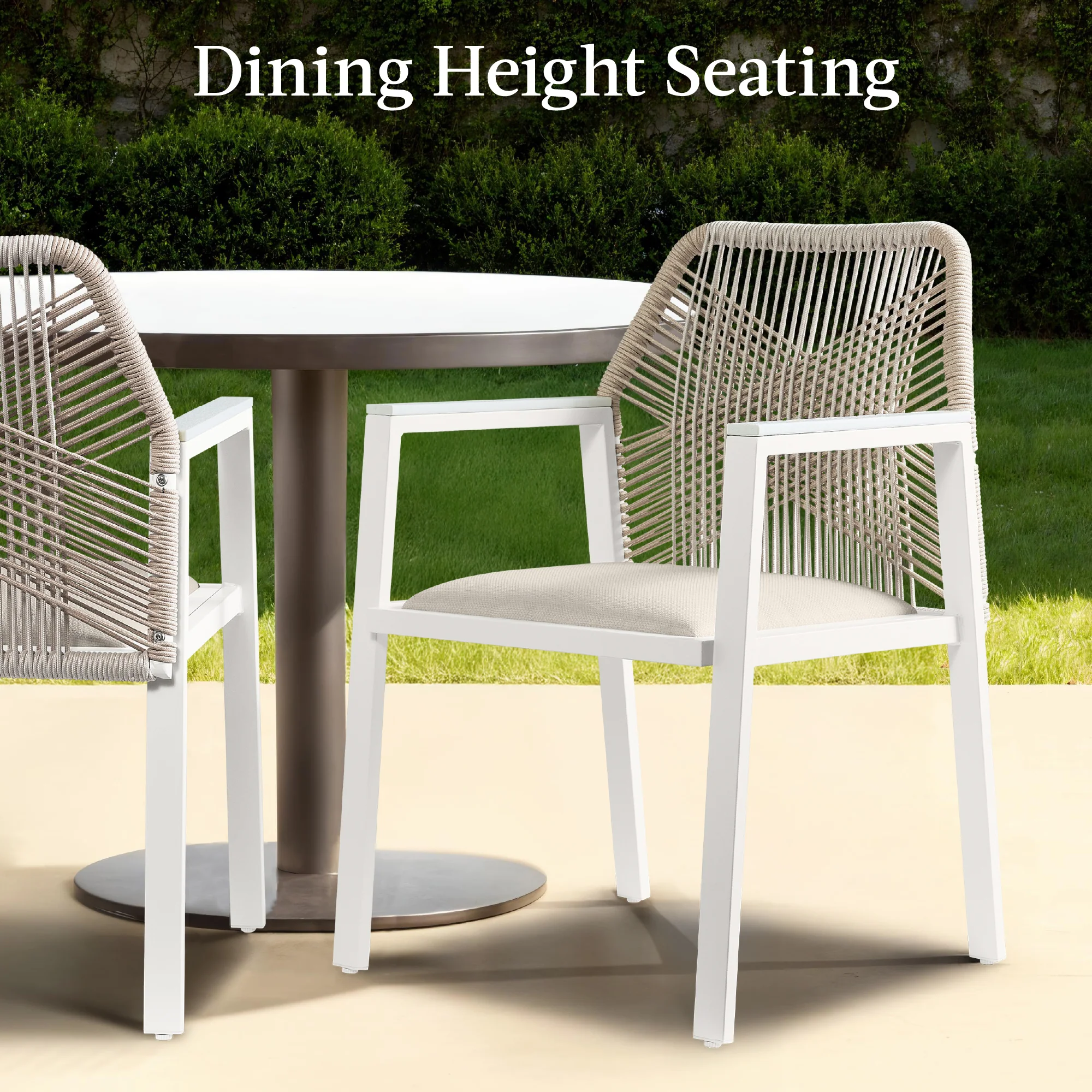Set of 2 Indoor/Outdoor Aluminum Dining Chairs with Arms All-Weather Rope - Image 28