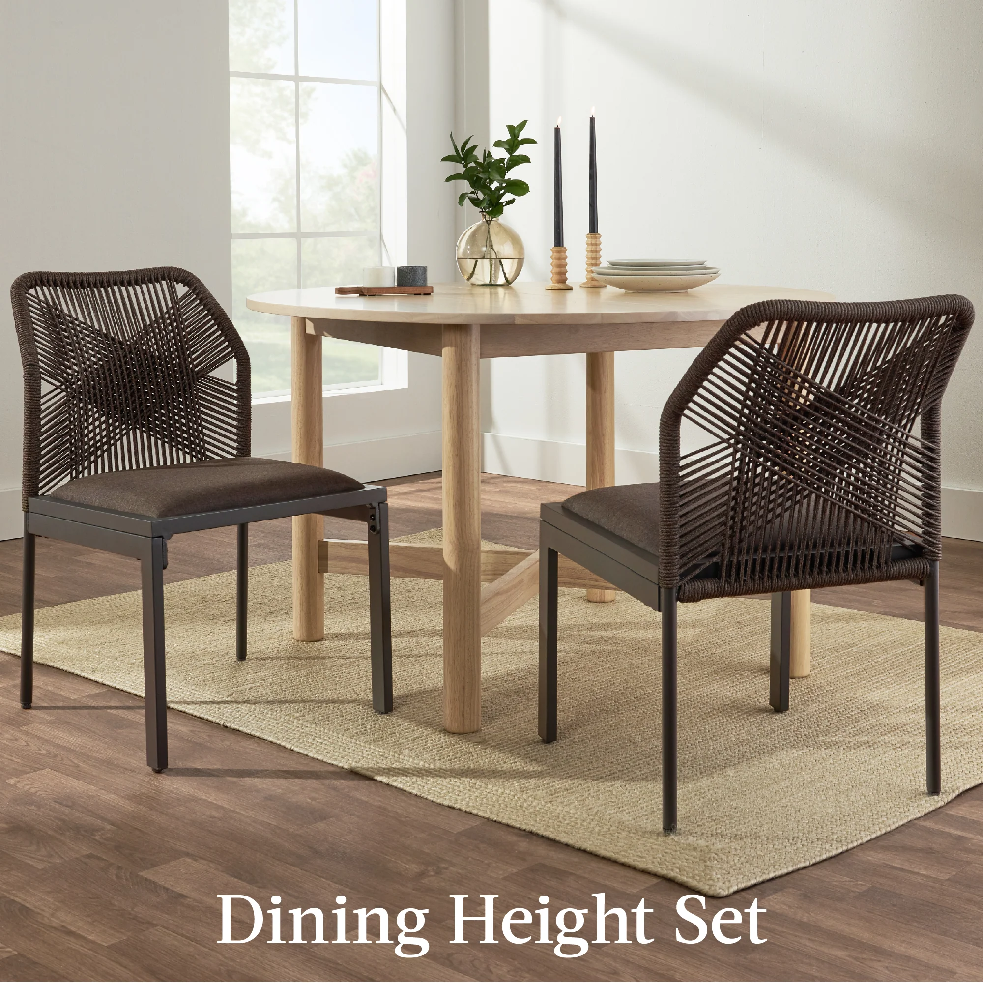 Set of 2 Indoor/Outdoor Aluminum Side Dining Chairs w/ All-Weather Rope - Image 21