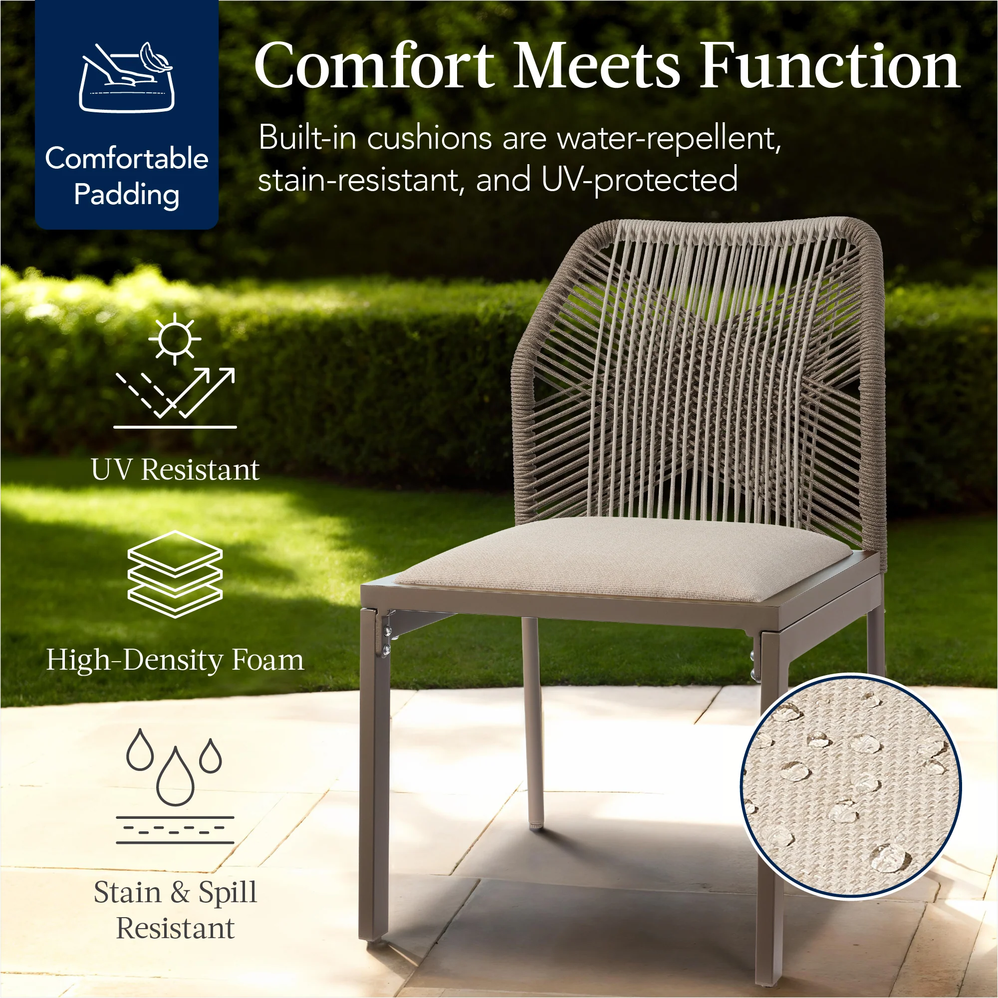 Set of 2 Indoor/Outdoor Aluminum Side Dining Chairs w/ All-Weather Rope - Image 25