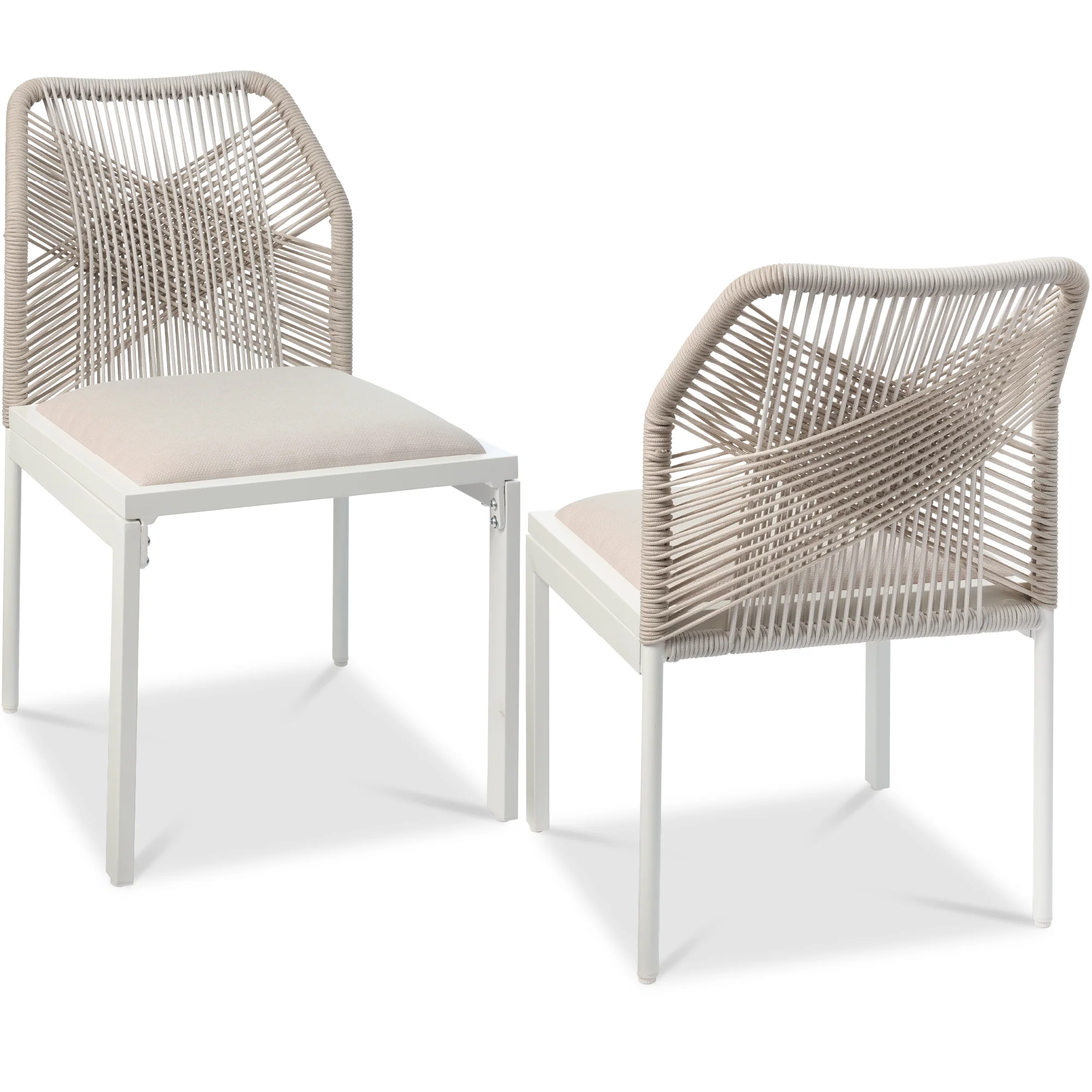 Set of 2 Indoor/Outdoor Aluminum Side Dining Chairs w/ All-Weather Rope - Image 29