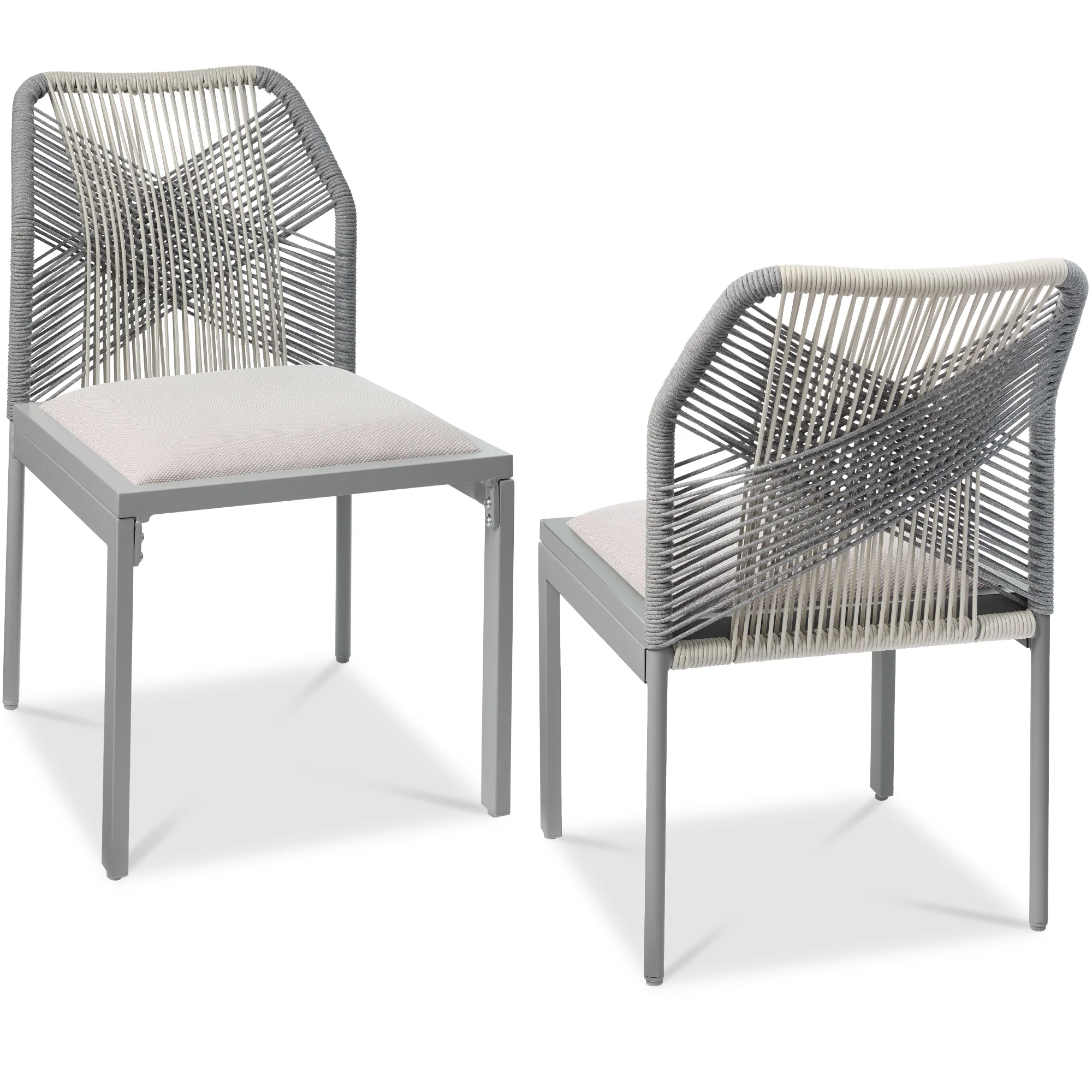 Set of 2 Indoor/Outdoor Aluminum Side Dining Chairs w/ All-Weather Rope - Image 36