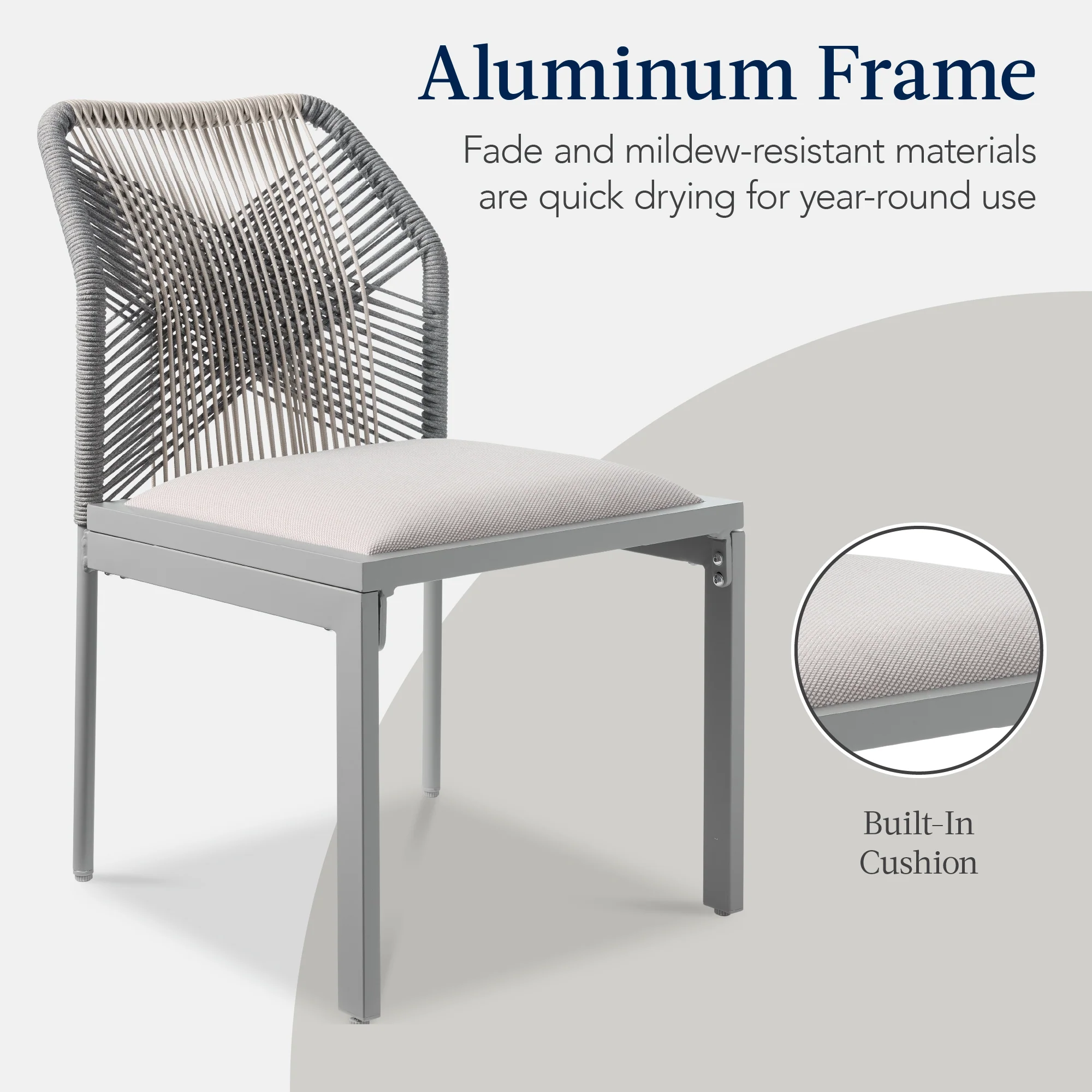 Set of 2 Indoor/Outdoor Aluminum Side Dining Chairs w/ All-Weather Rope - Image 41
