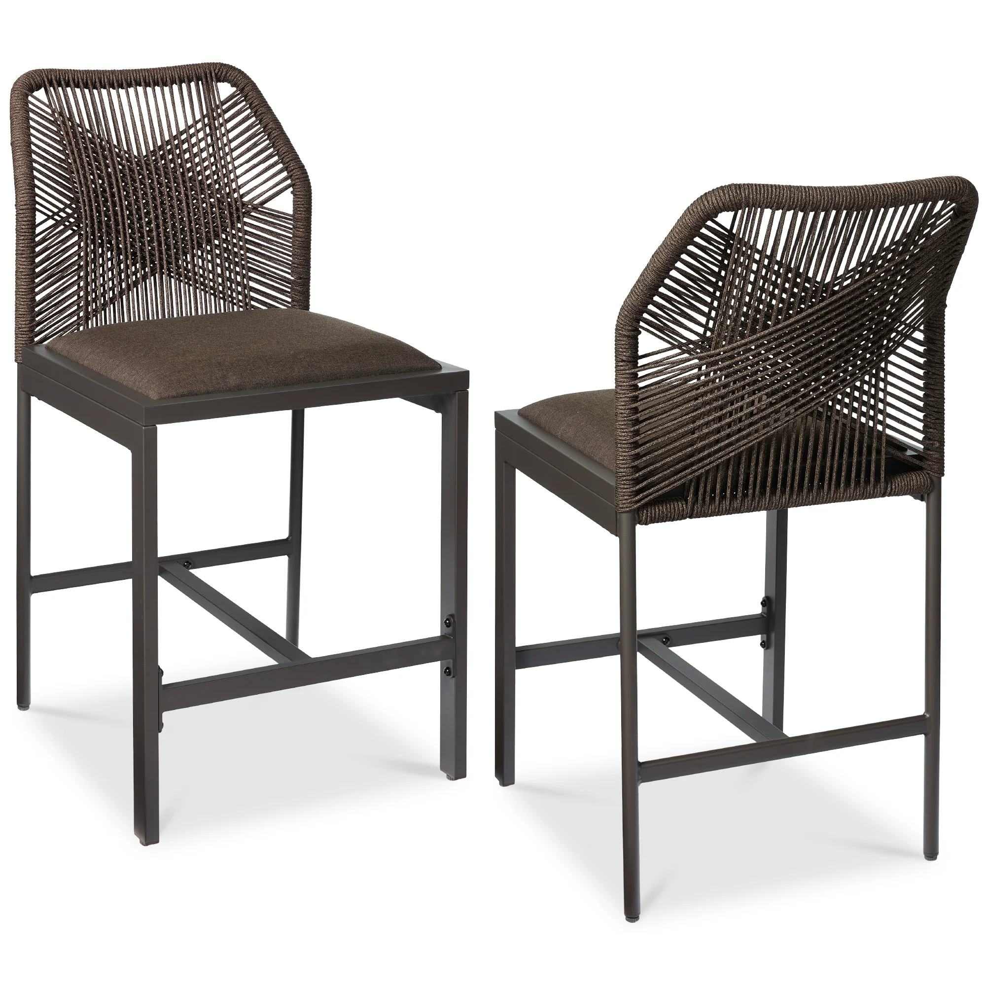 Set of 2 Indoor Outdoor Counter Height Bar Stools w/ All-Weather Rope - Image 15
