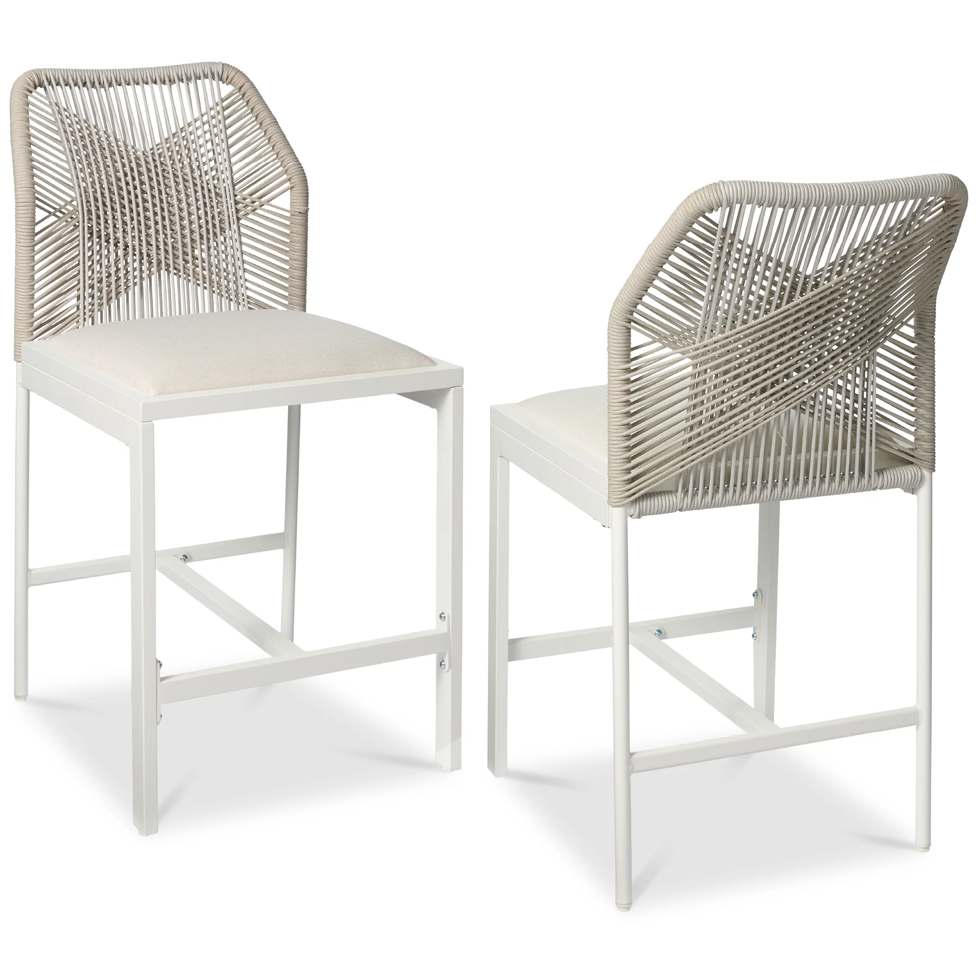Set of 2 Indoor Outdoor Counter Height Bar Stools w/ All-Weather Rope - Image 36