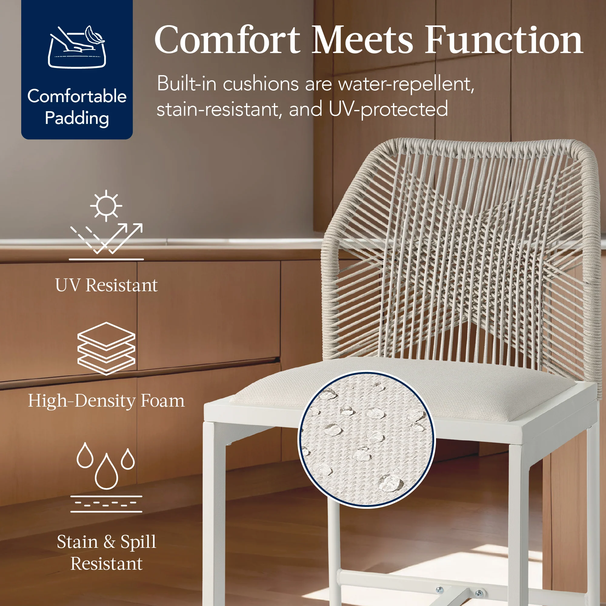 Set of 2 Indoor Outdoor Counter Height Bar Stools w/ All-Weather Rope - Image 39