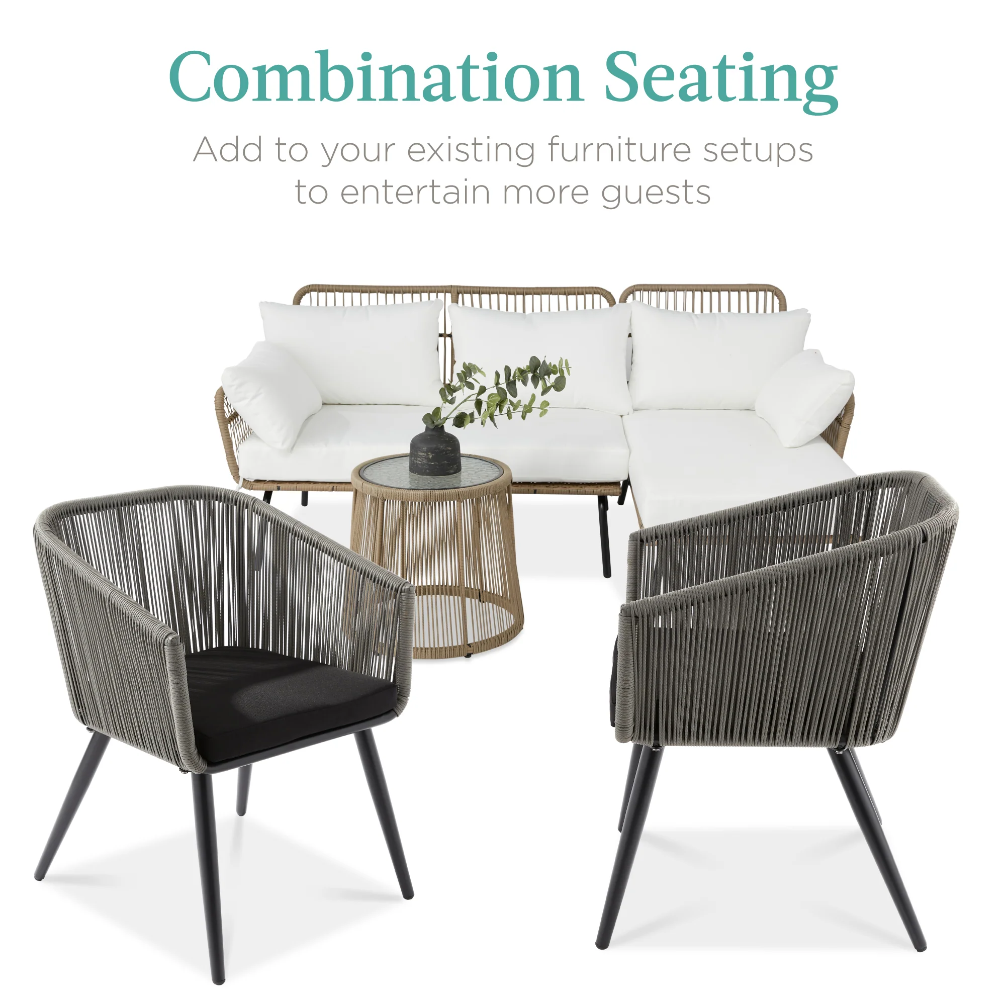 Set of 2 Outdoor Woven Wicker Patio Dining Chairs, 250lb Capacity - Image 21