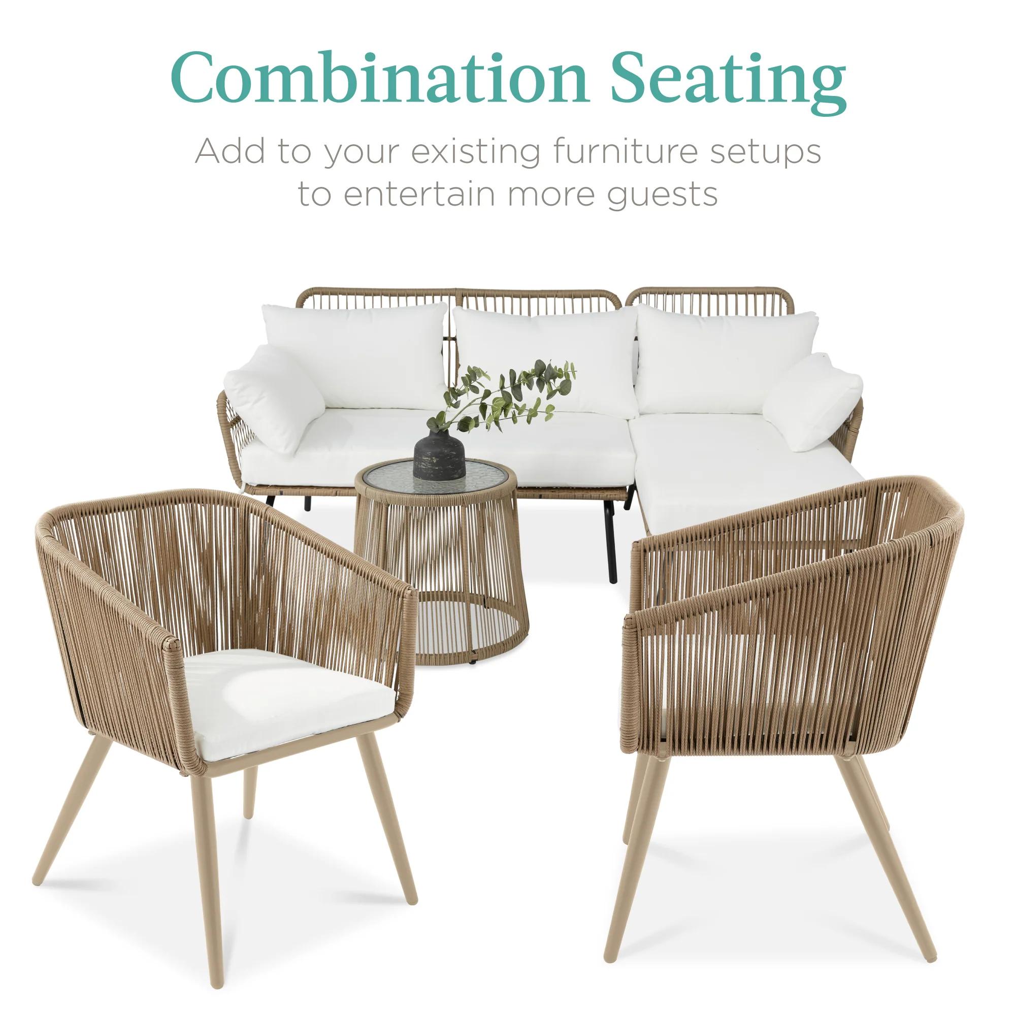 Set of 2 Outdoor Woven Wicker Patio Dining Chairs, 250lb Capacity - Image 28