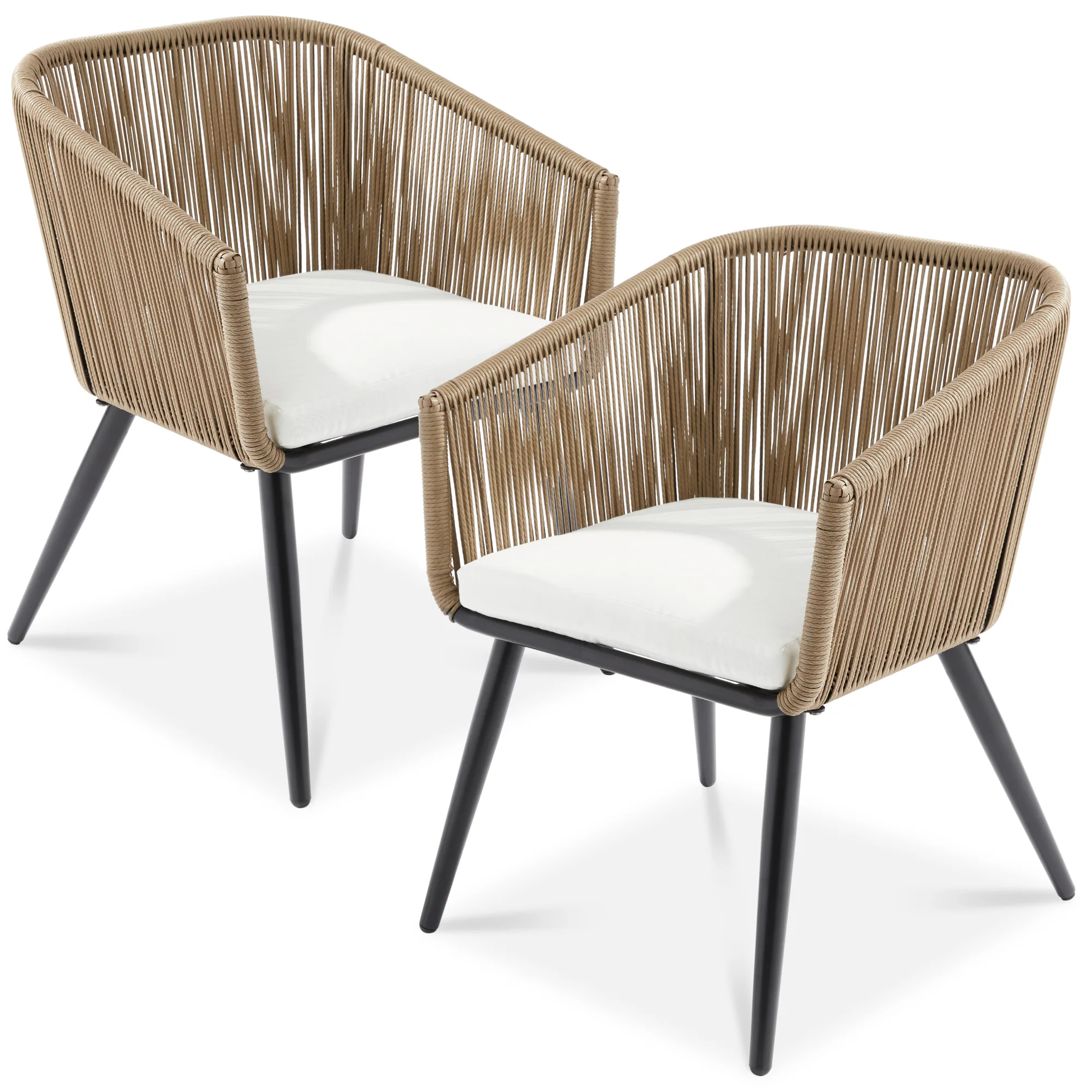 Set of 2 Outdoor Woven Wicker Patio Dining Chairs, 250lb Capacity - Image 29