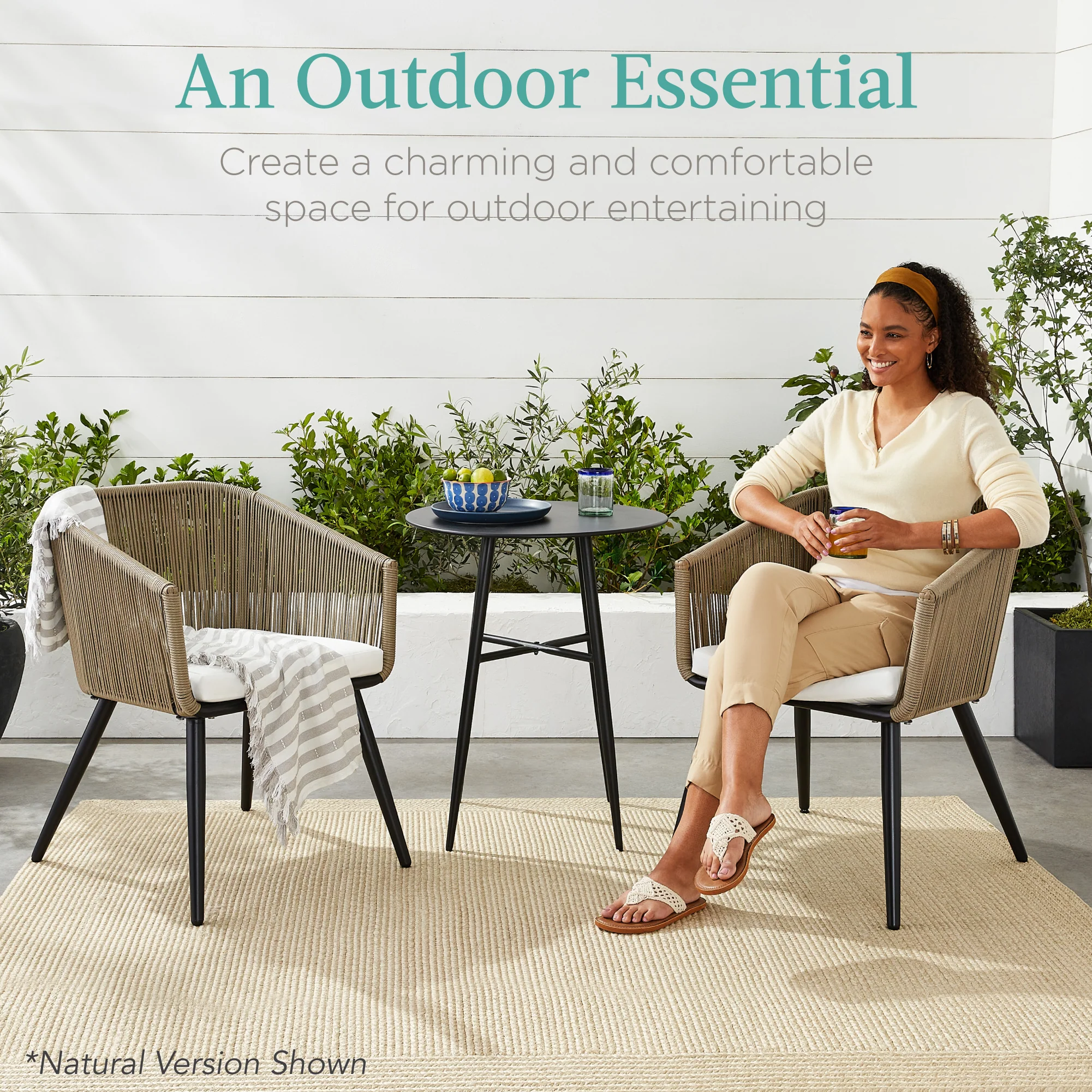 Set of 2 Outdoor Woven Wicker Patio Dining Chairs, 250lb Capacity - Image 3