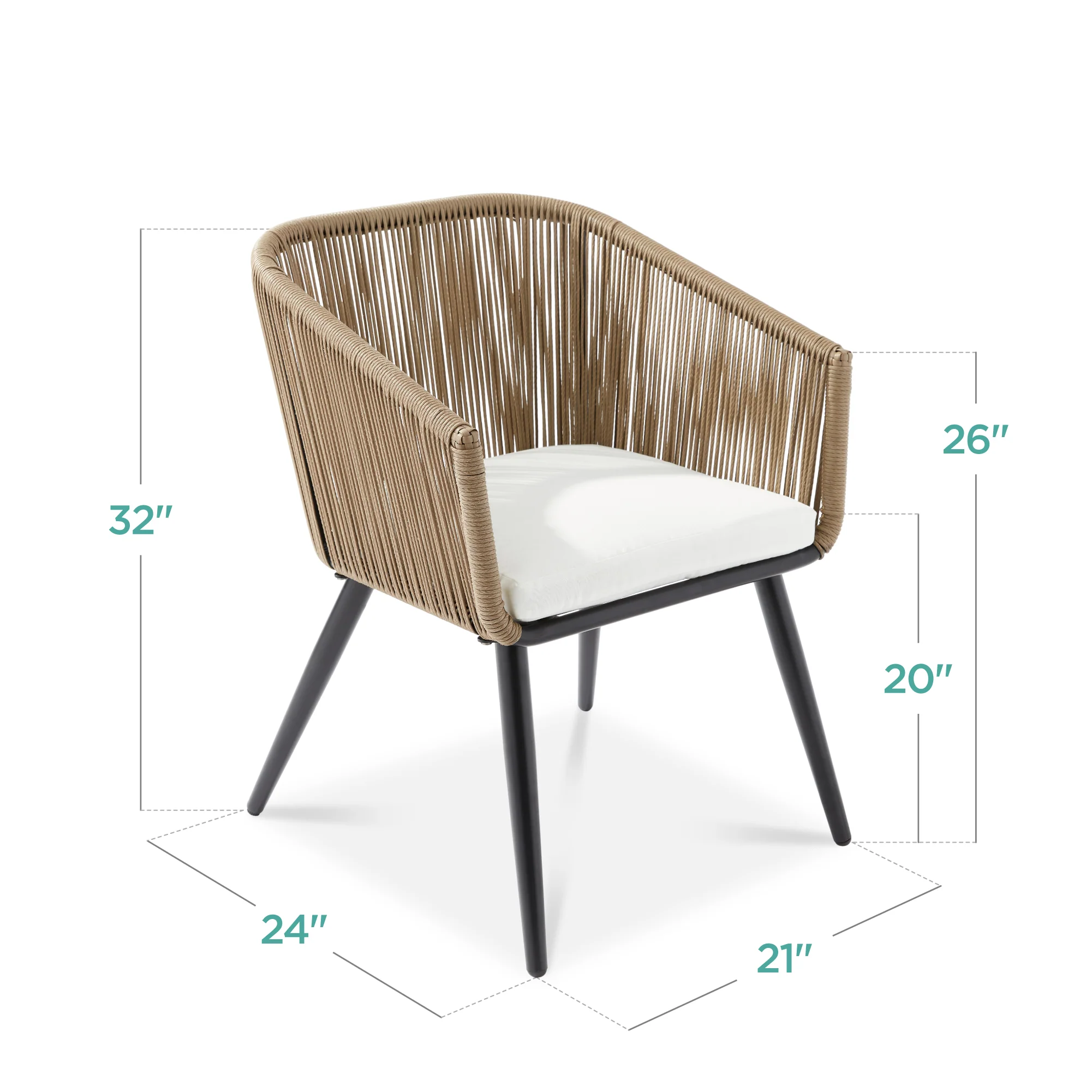 Set of 2 Outdoor Woven Wicker Patio Dining Chairs, 250lb Capacity - Image 30