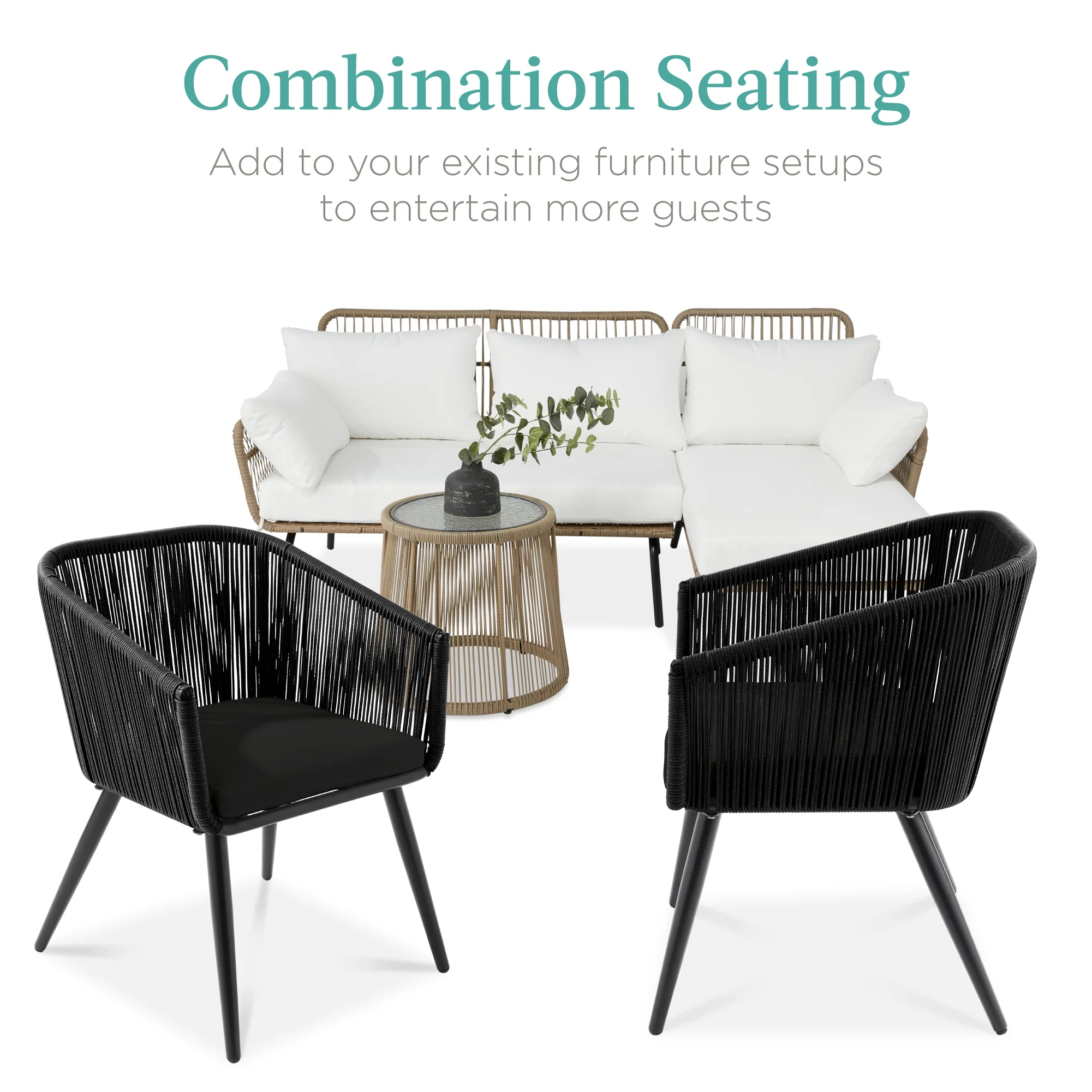 Set of 2 Outdoor Woven Wicker Patio Dining Chairs, 250lb Capacity - Image 42