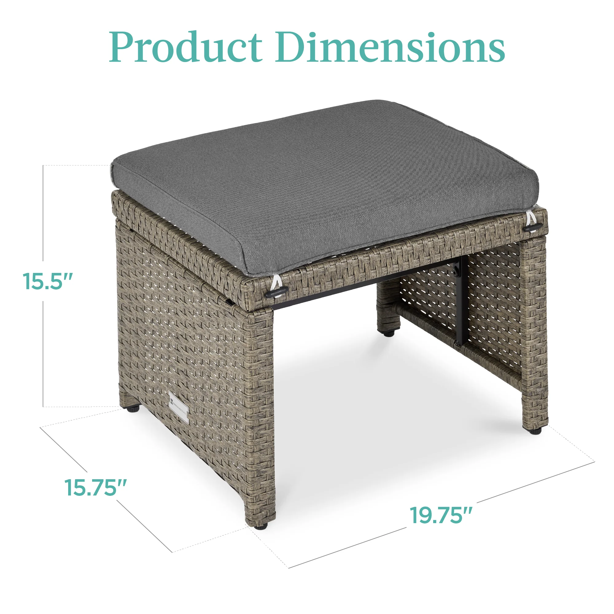 Set of 2 Multipurpose Wicker Ottomans w/ Removable Cushions, Steel Frame - Image 98