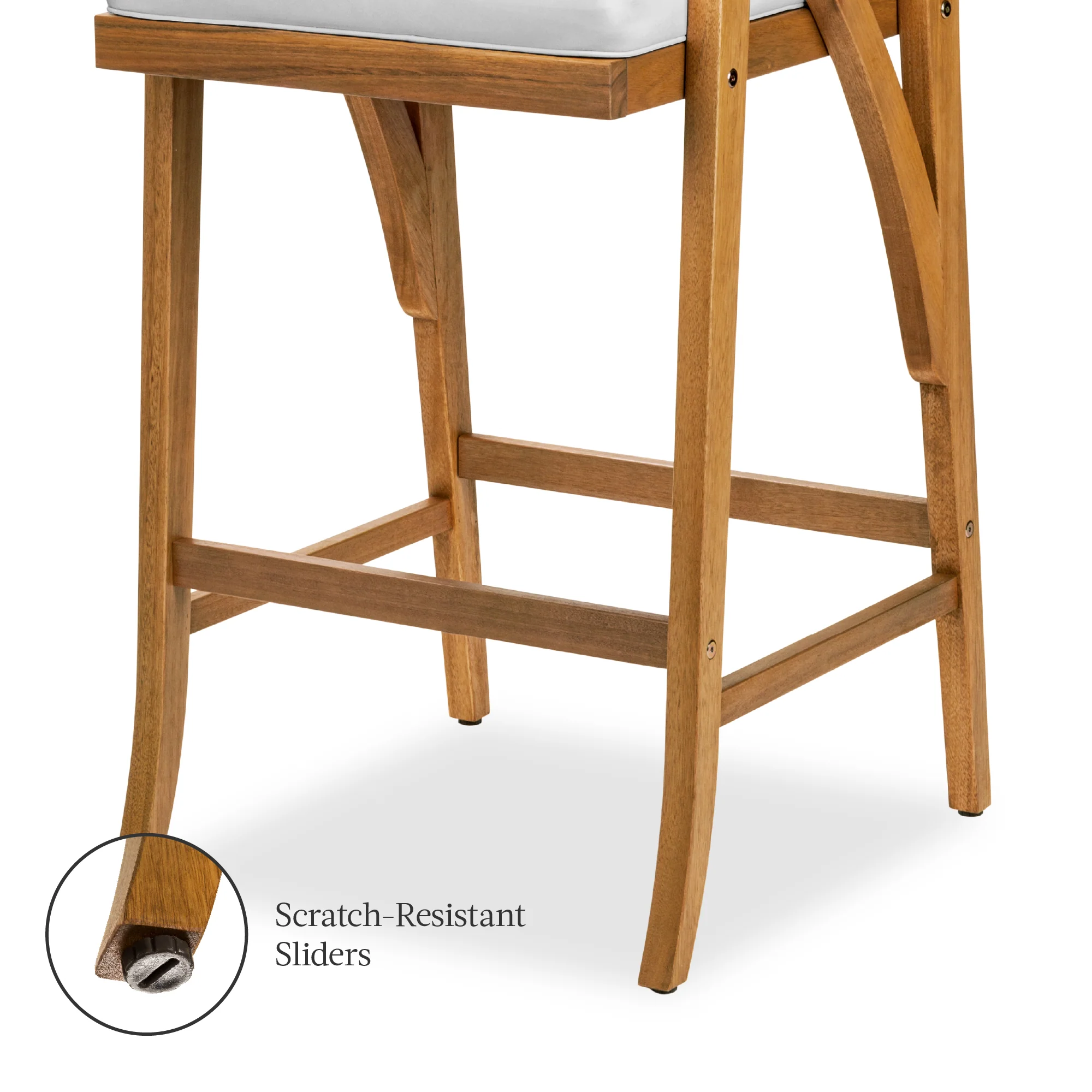 Set of 2 Outdoor Acacia Wood Bar Stools Chairs w/ Weather-Resistant Cushions - Image 21