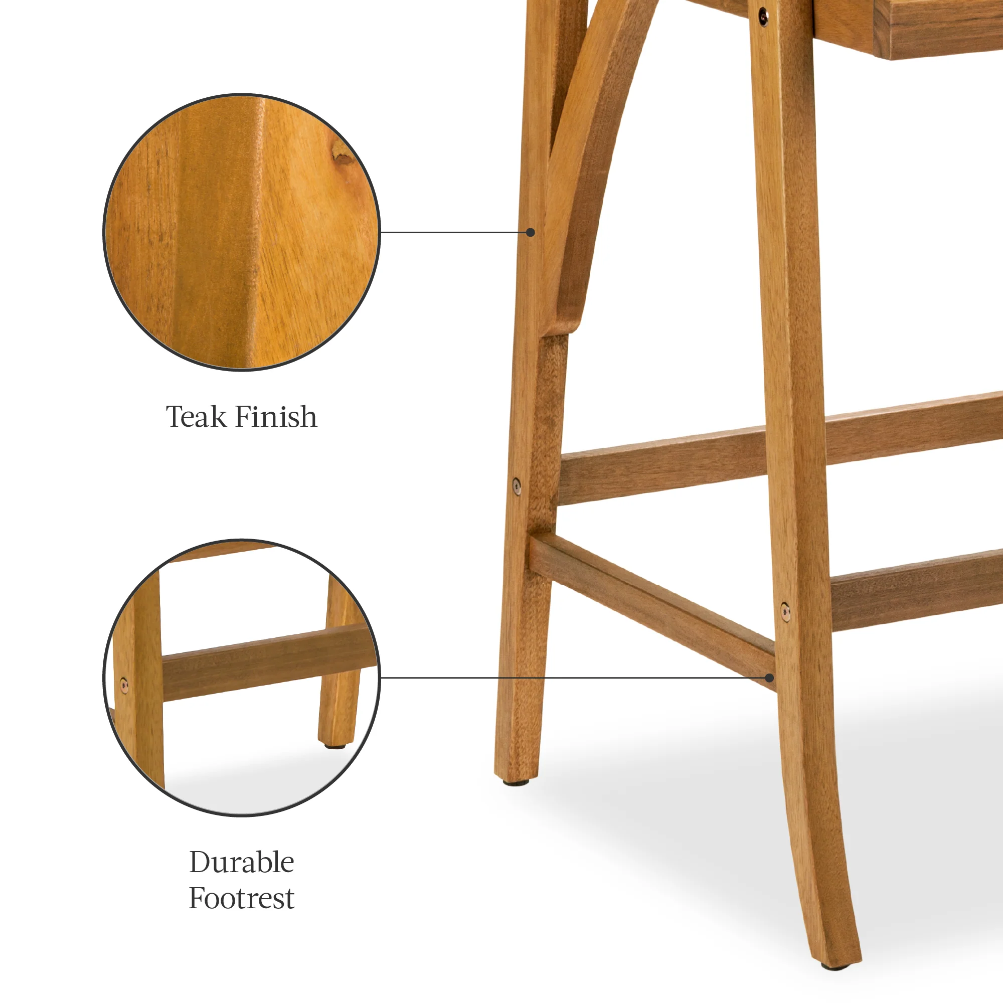 Set of 2 Outdoor Acacia Wood Bar Stools Chairs w/ Weather-Resistant Cushions - Image 27