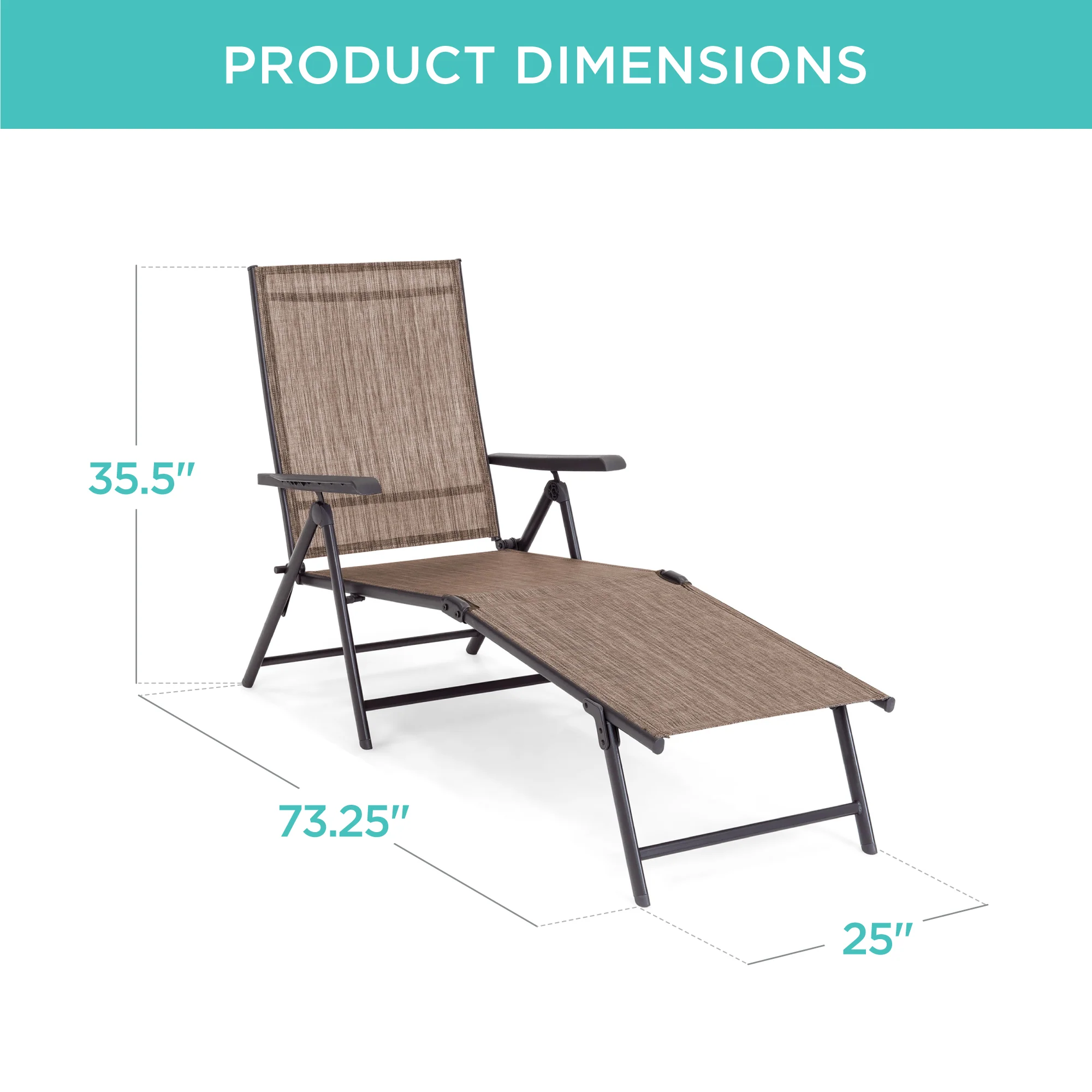 Set of 2 Outdoor Patio Chaise Recliner Lounge Chairs w/ Rust-Resistant Frame - Image 14