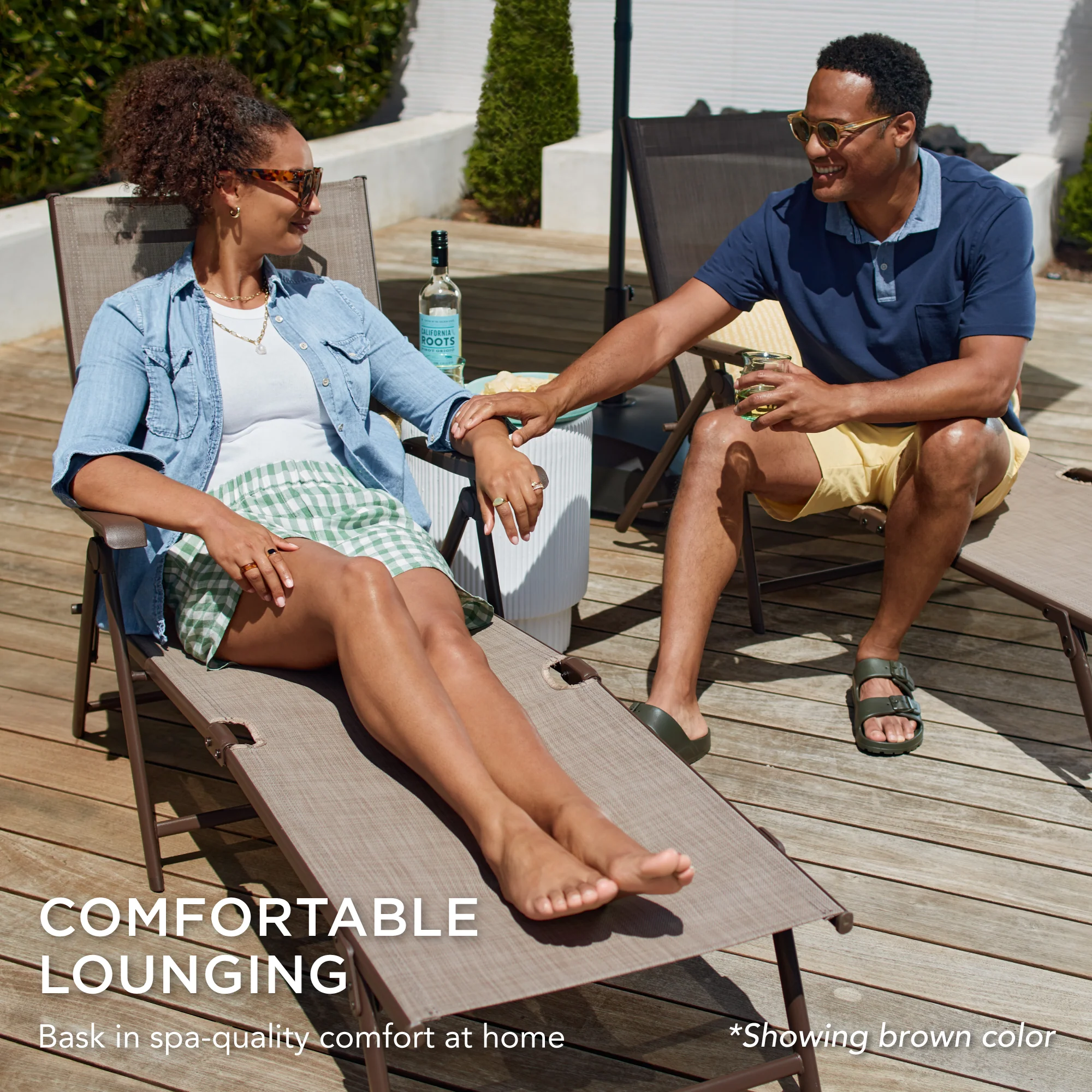 Set of 2 Outdoor Patio Chaise Recliner Lounge Chairs w/ Rust-Resistant Frame - Image 27