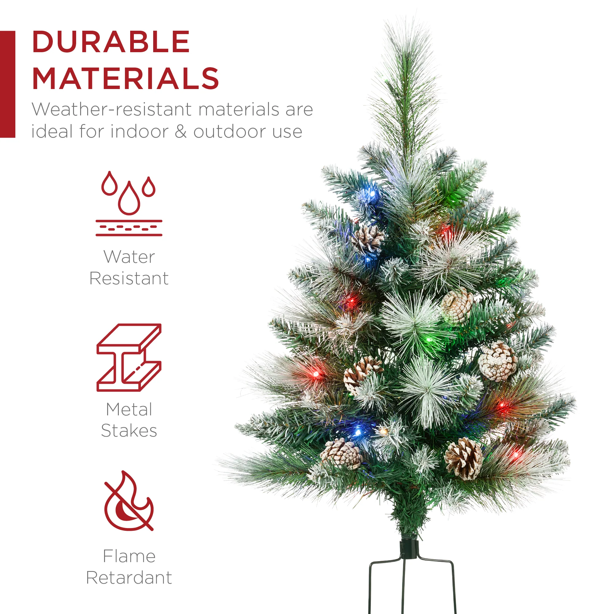 Set of 2 Pre-Lit Pathway Christmas Trees w/ Pine Cones, Timer - 24.5in - Image 18