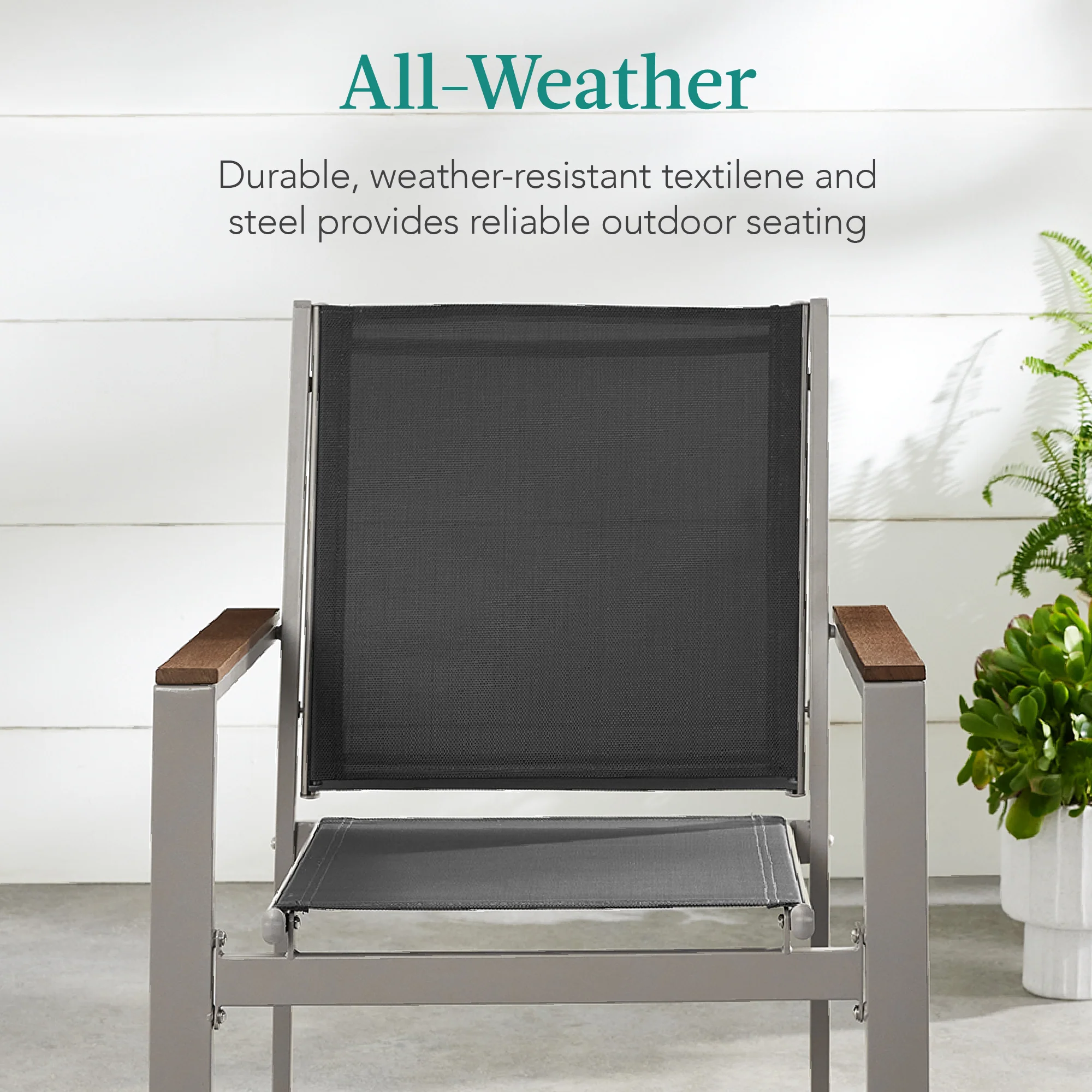 Set of 2 Stackable Textilene Chairs w/ Armrests, Dining Accent Furniture - Image 27