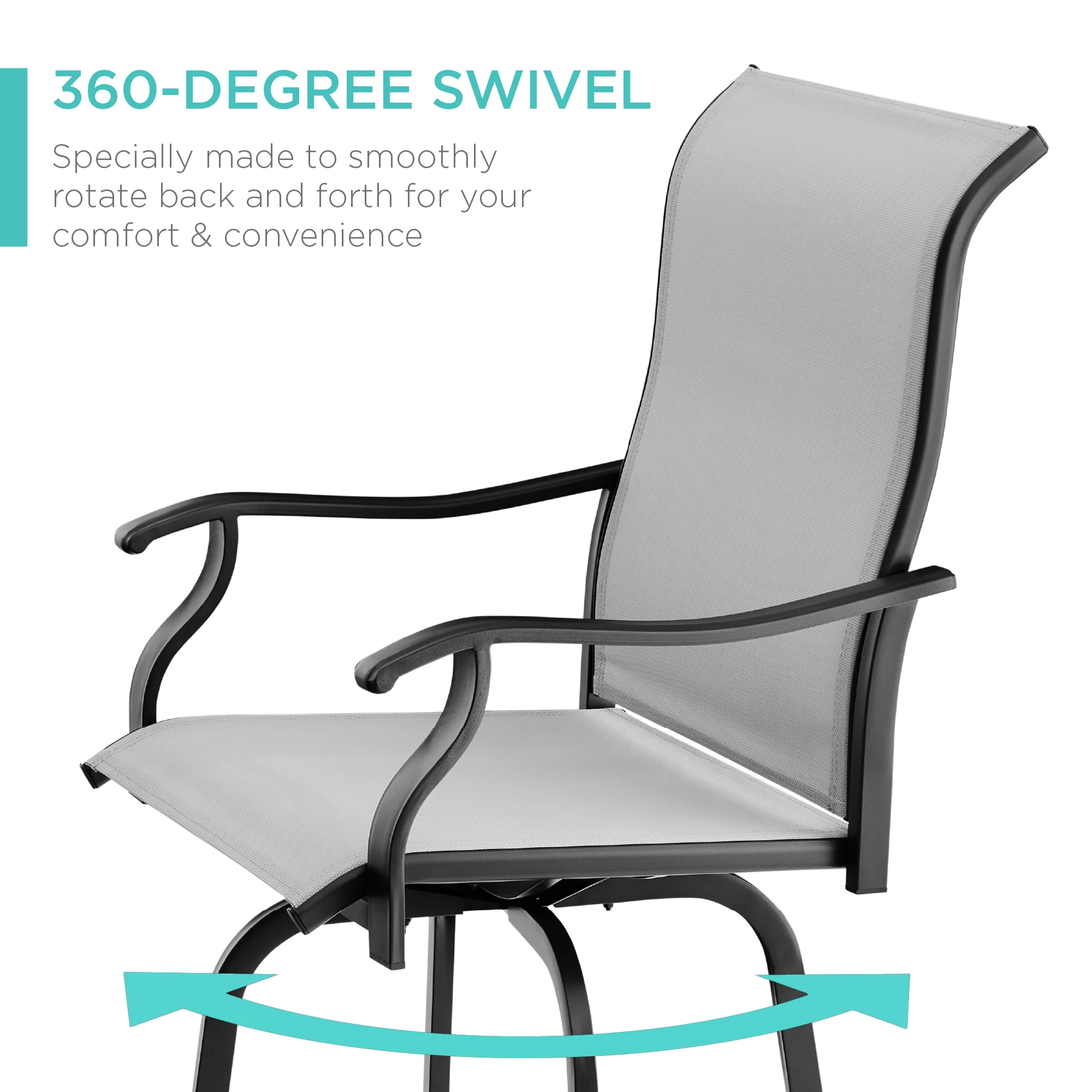 Set of 2 Swivel Barstools w/ 360 Rotation, All-Weather Mesh - Image 23