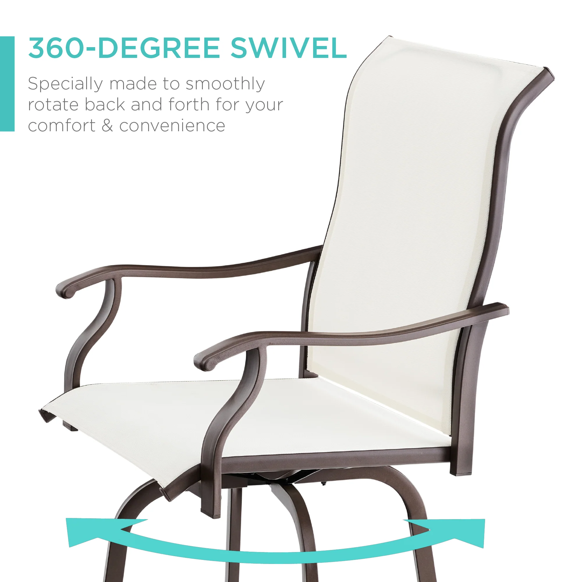 Set of 2 Swivel Barstools w/ 360 Rotation, All-Weather Mesh - Image 30