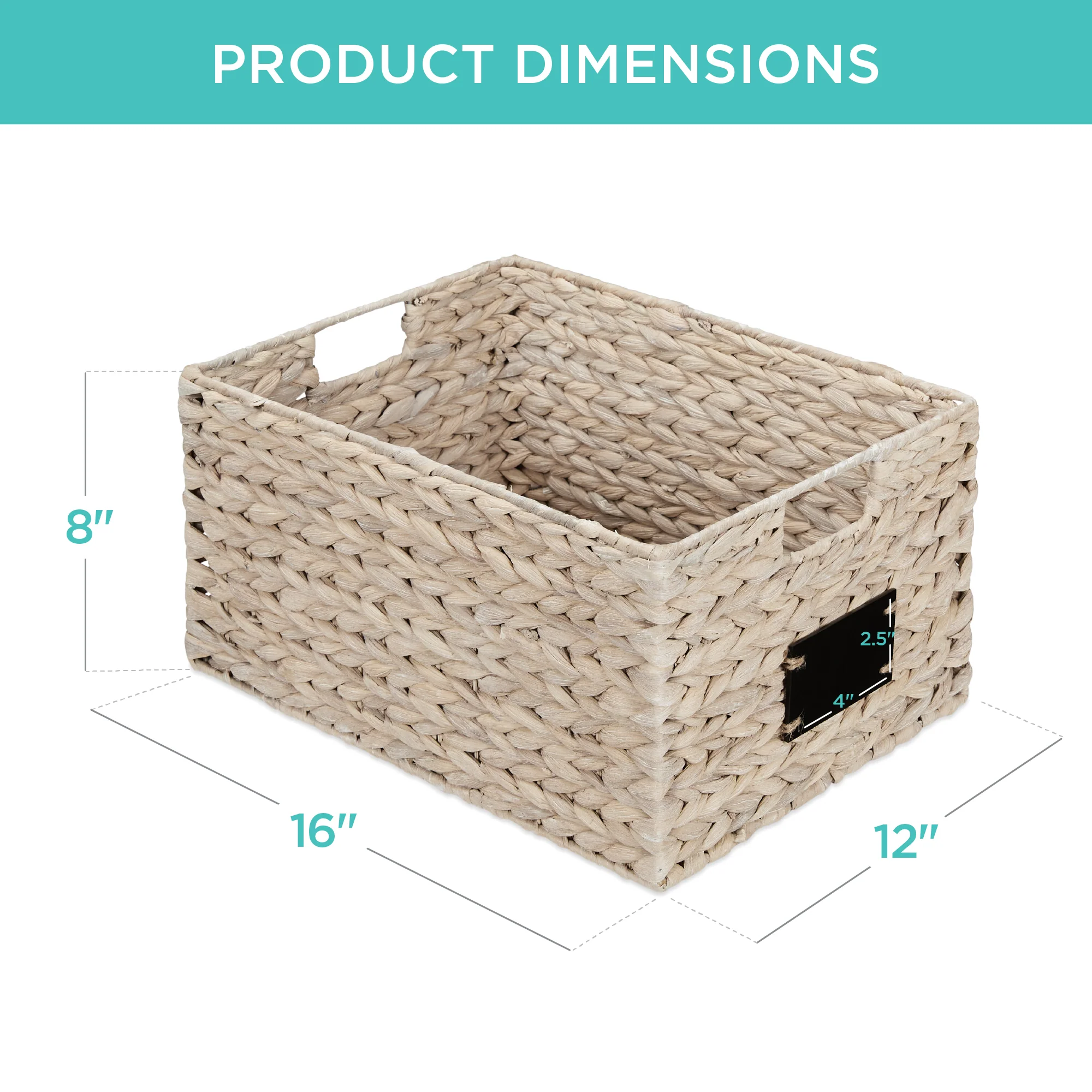Set of 2 Water Hyacinth Pantry Baskets w/ Chalkboard, Marker - 16in - Image 21