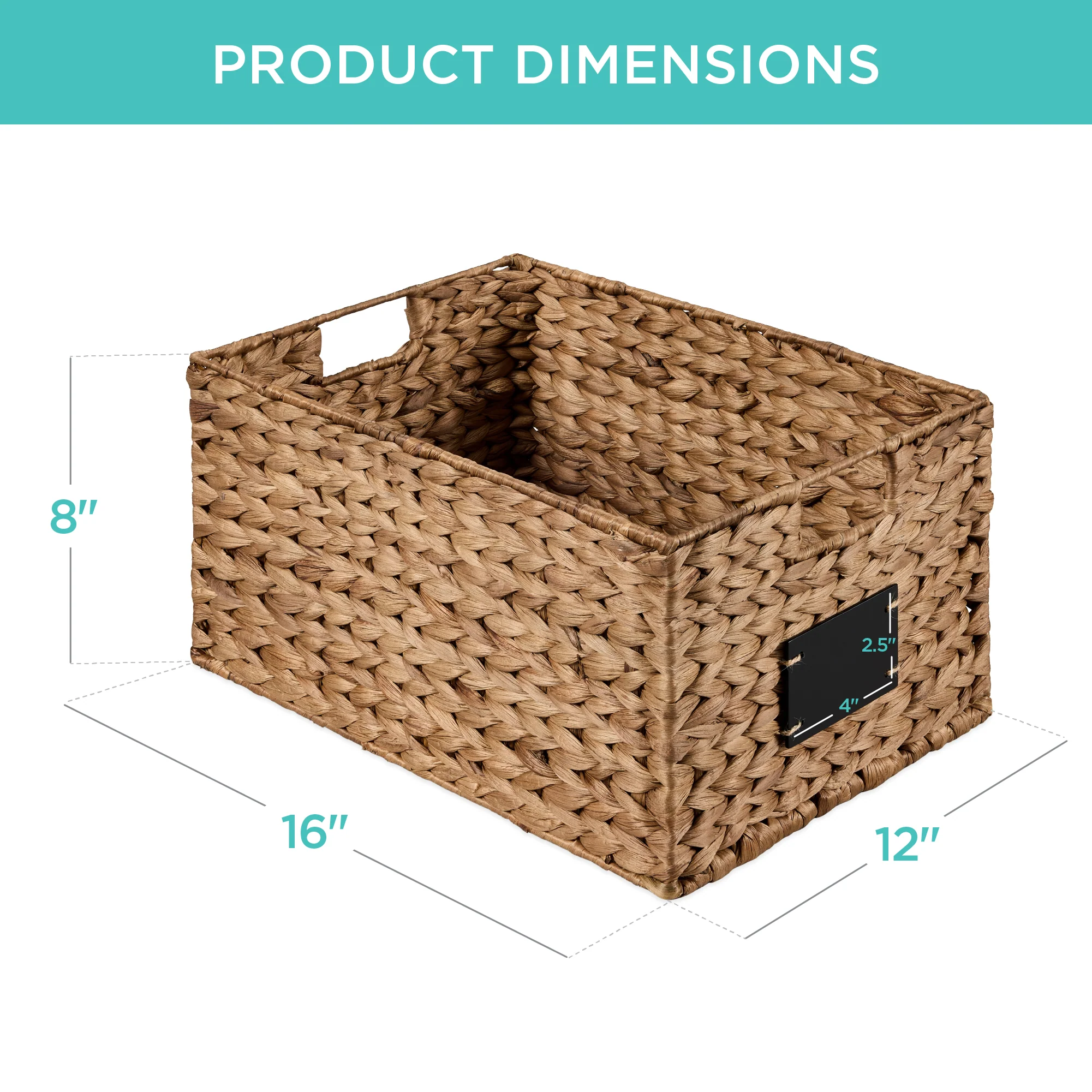 Set of 2 Water Hyacinth Pantry Baskets w/ Chalkboard, Marker - 16in - Image 42