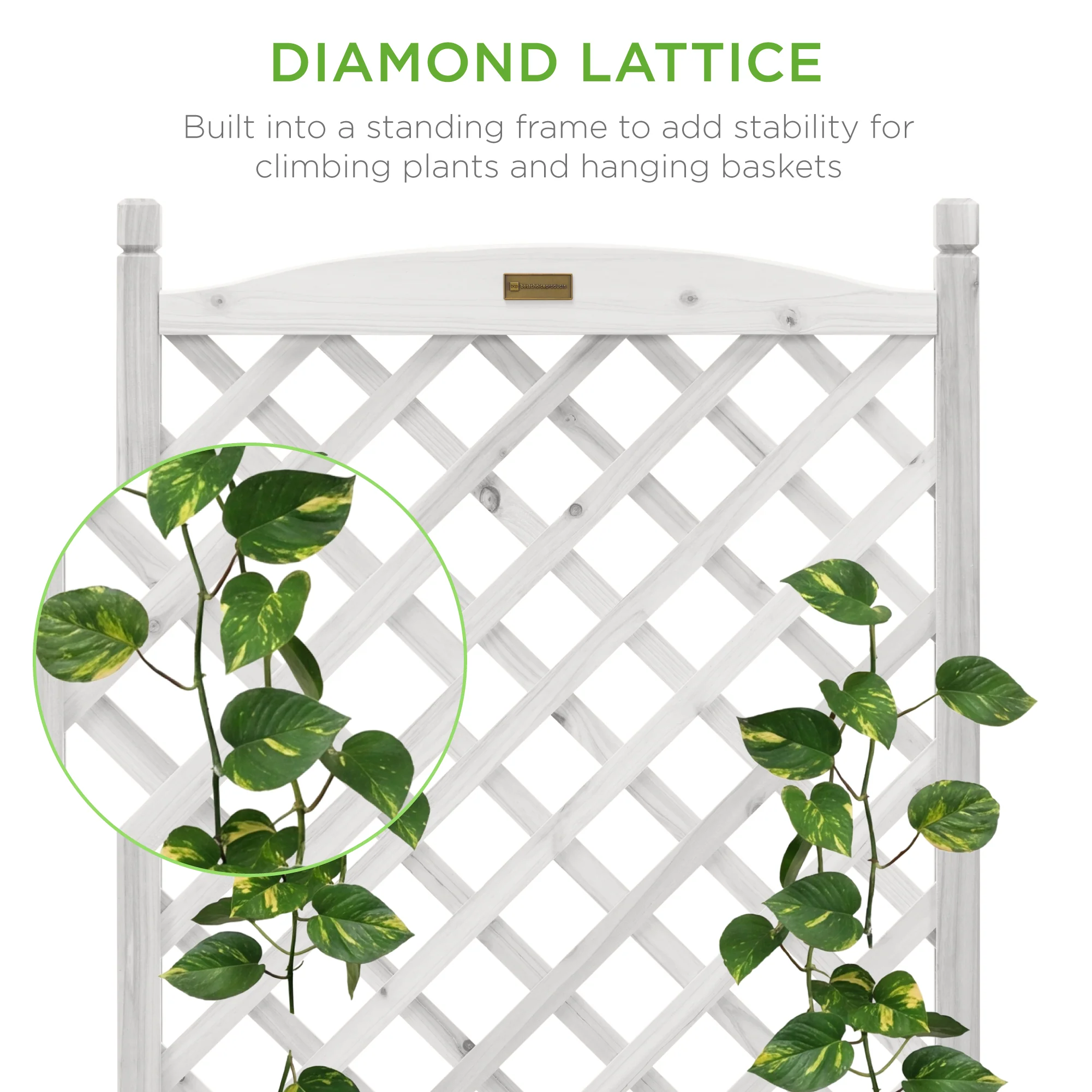 Set of 2 Wood Planter Box & Lattice Trellis w/ Optional Wheels - 48in - Image 16