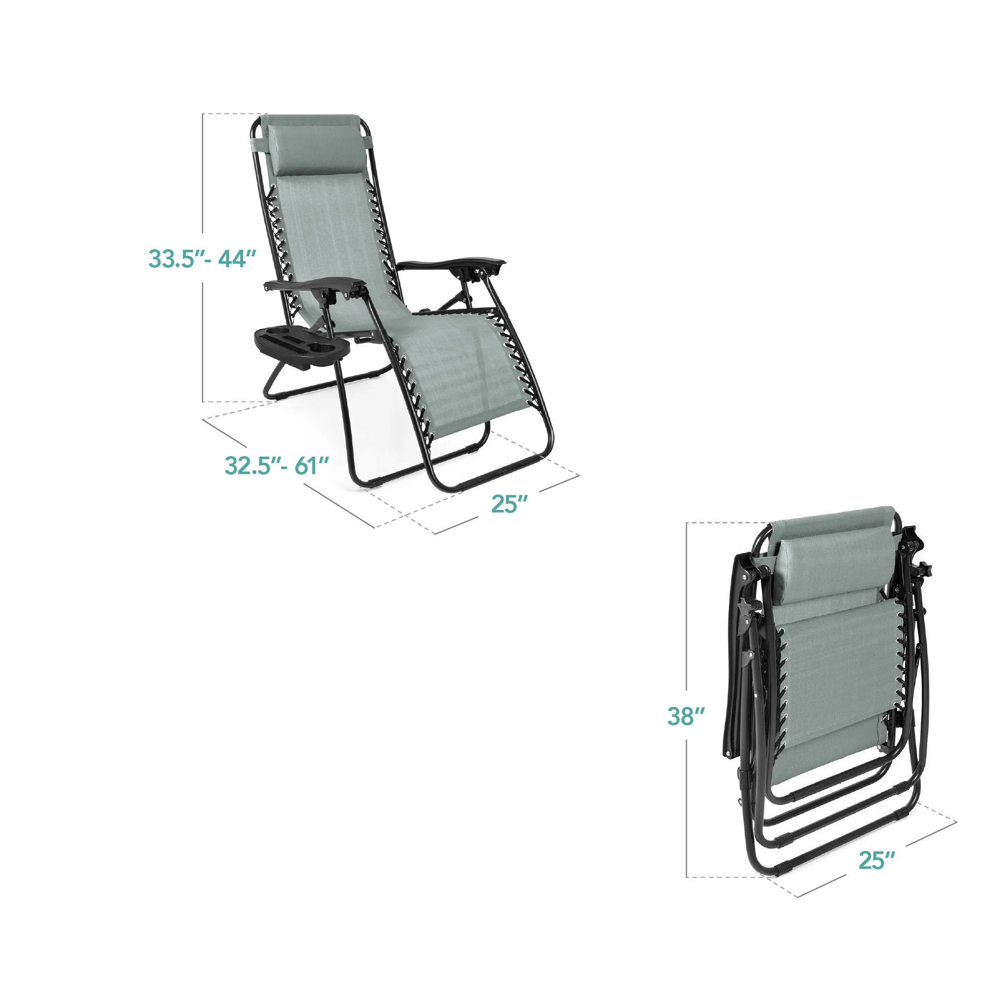 Set of 2 Adjustable Zero Gravity Patio Chair Recliners w/ Cup Holders - Image 10