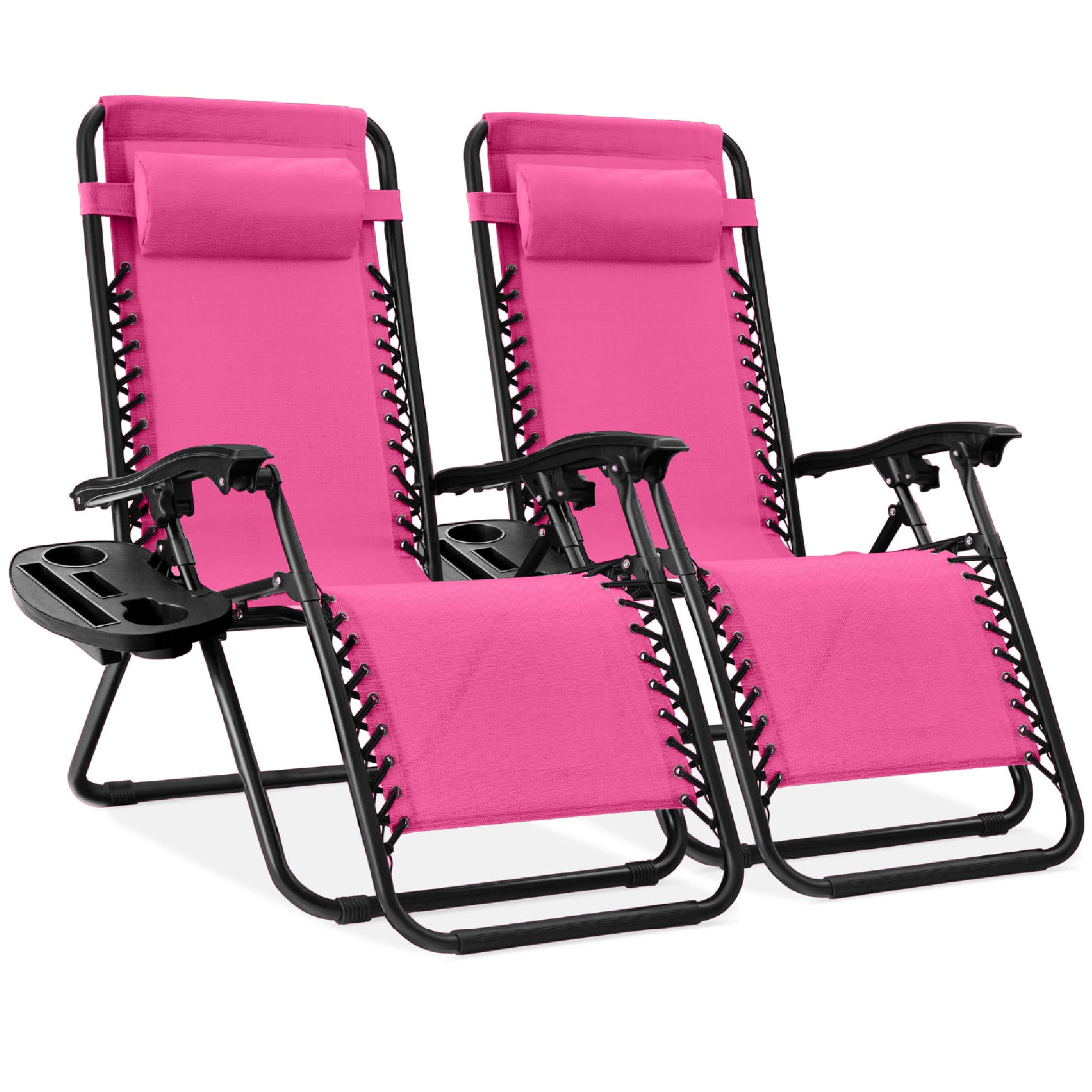 Set of 2 Adjustable Zero Gravity Patio Chair Recliners w/ Cup Holders - Image 101