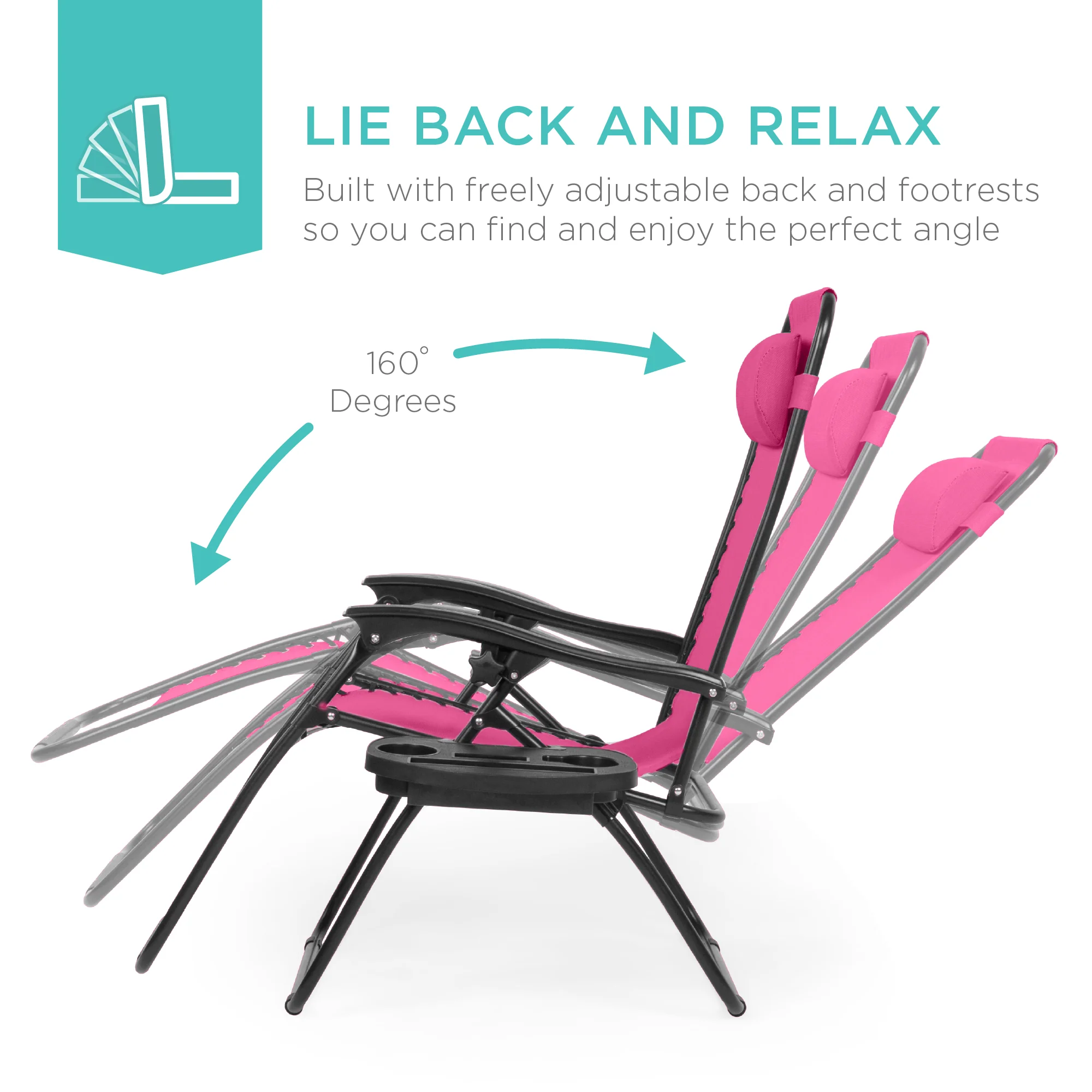 Set of 2 Adjustable Zero Gravity Patio Chair Recliners w/ Cup Holders - Image 103
