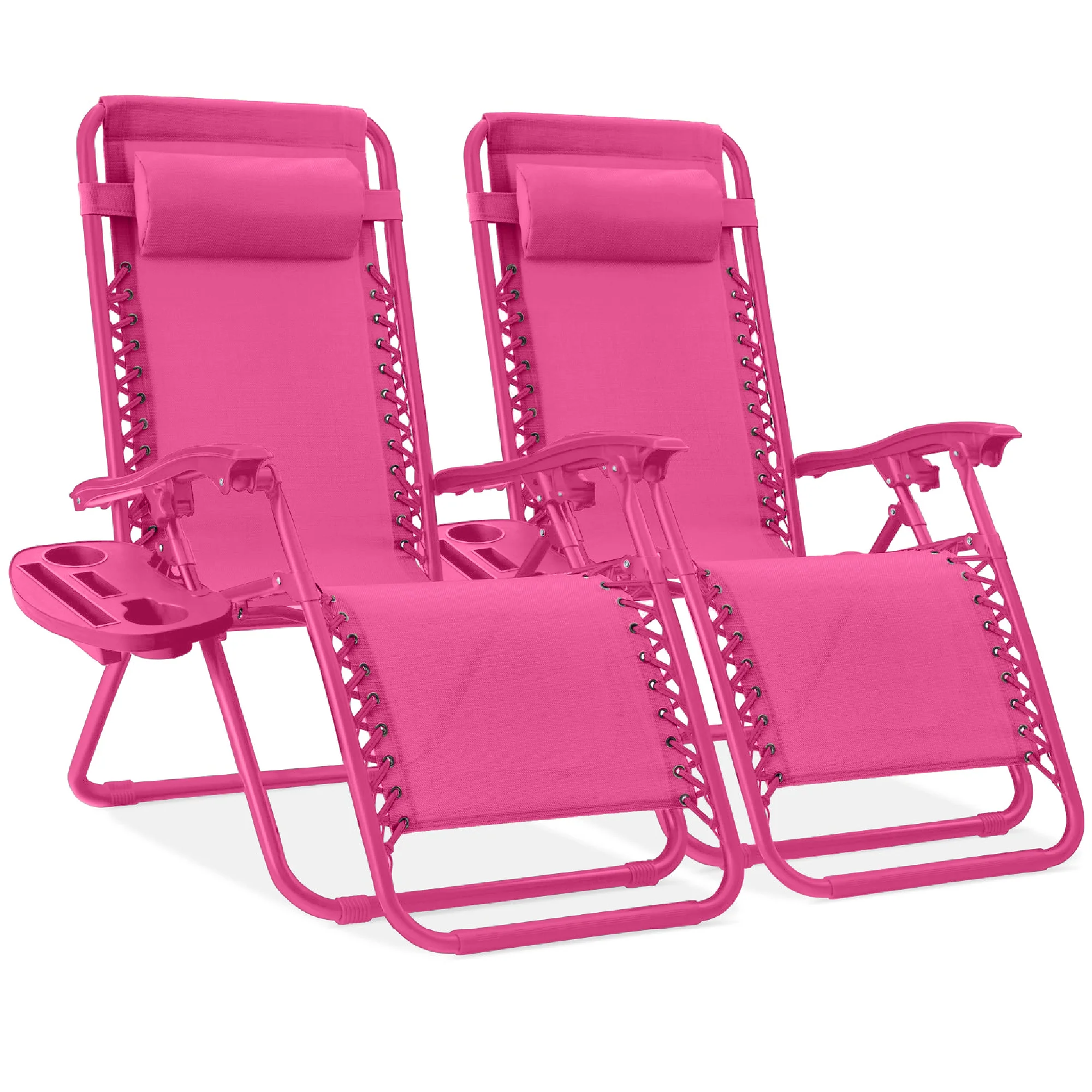 Set of 2 Adjustable Zero Gravity Patio Chair Recliners w/ Cup Holders - Image 117
