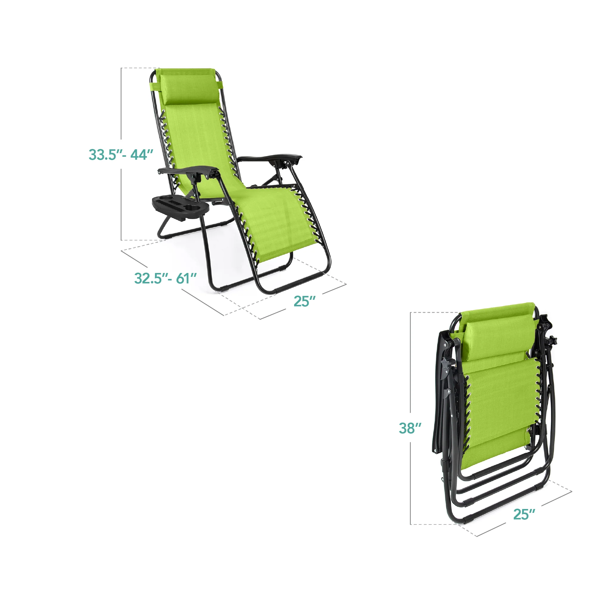 Set of 2 Adjustable Zero Gravity Patio Chair Recliners w/ Cup Holders - Image 122