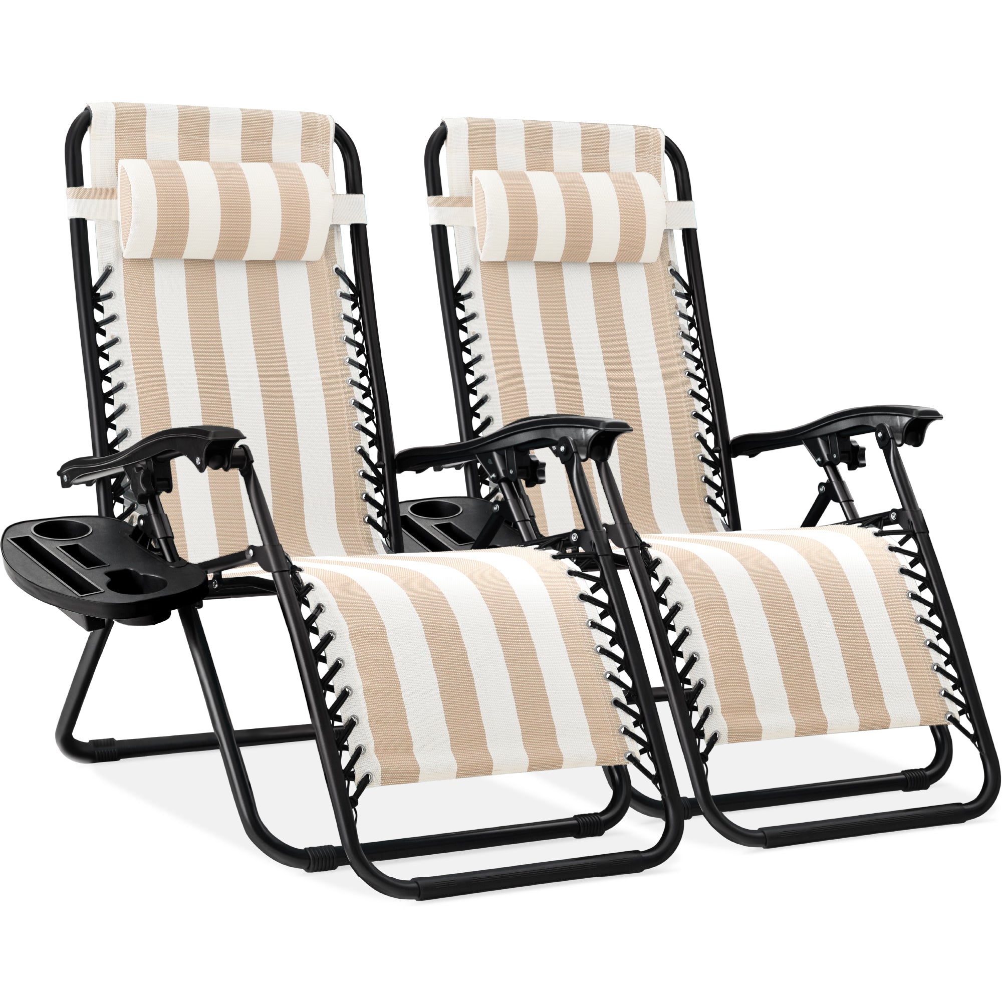 Set of 2 Adjustable Zero Gravity Patio Chair Recliners w/ Cup Holders - Image 13