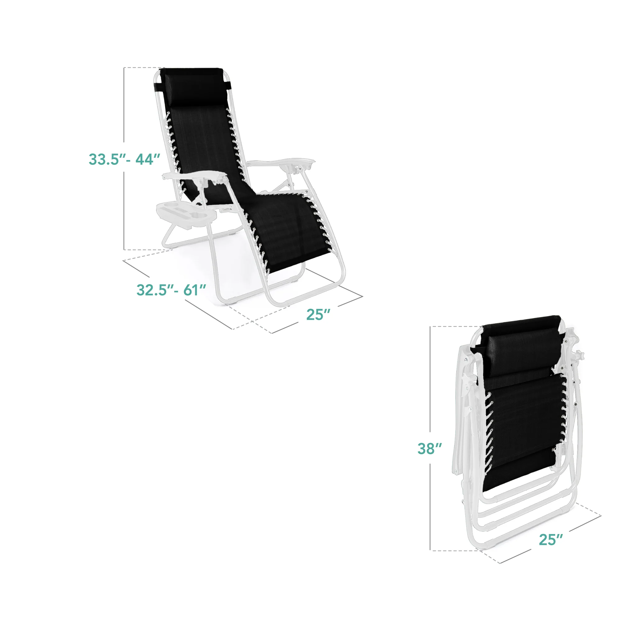 Set of 2 Adjustable Zero Gravity Patio Chair Recliners w/ Cup Holders - Image 130