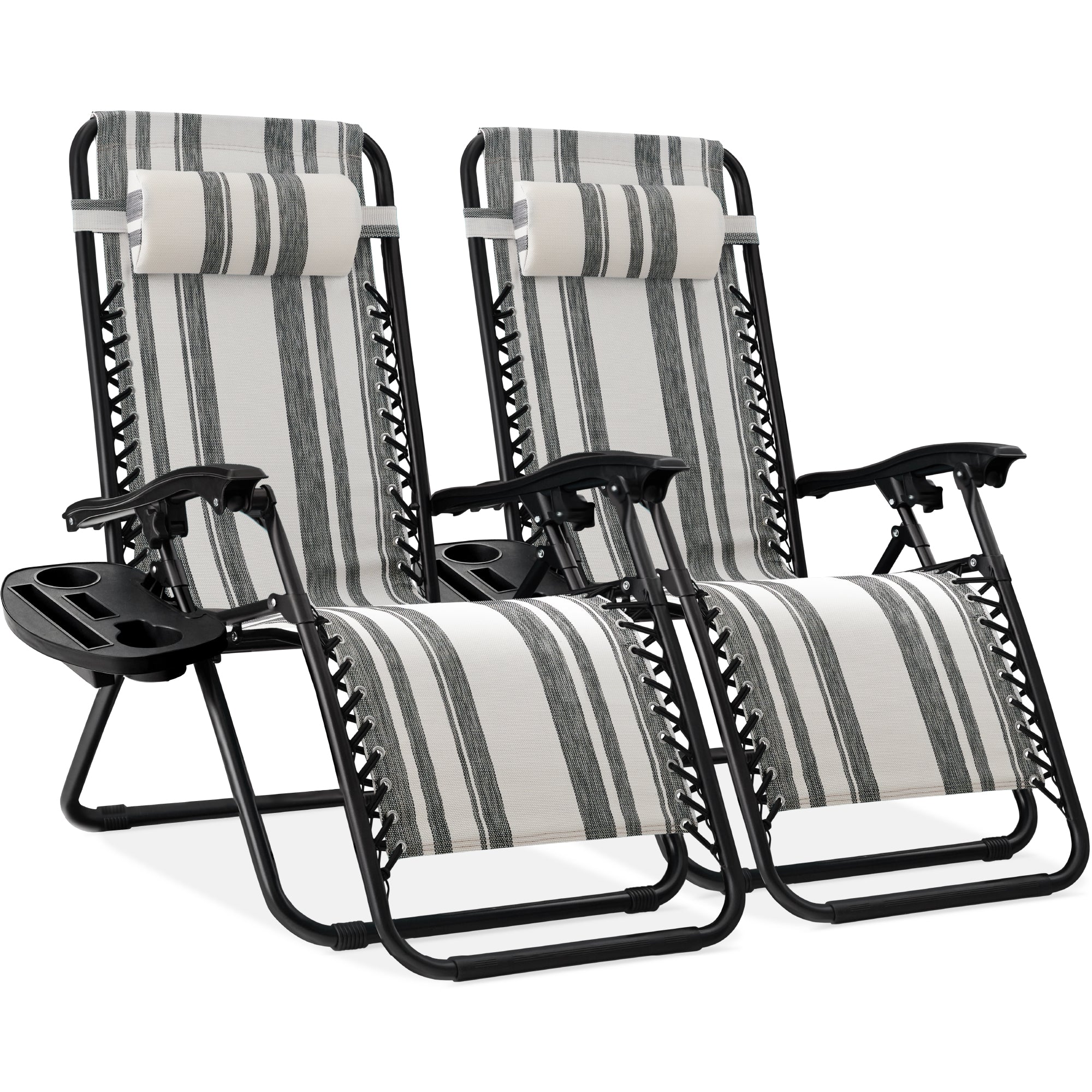 Set of 2 Adjustable Zero Gravity Patio Chair Recliners w/ Cup Holders - Image 133