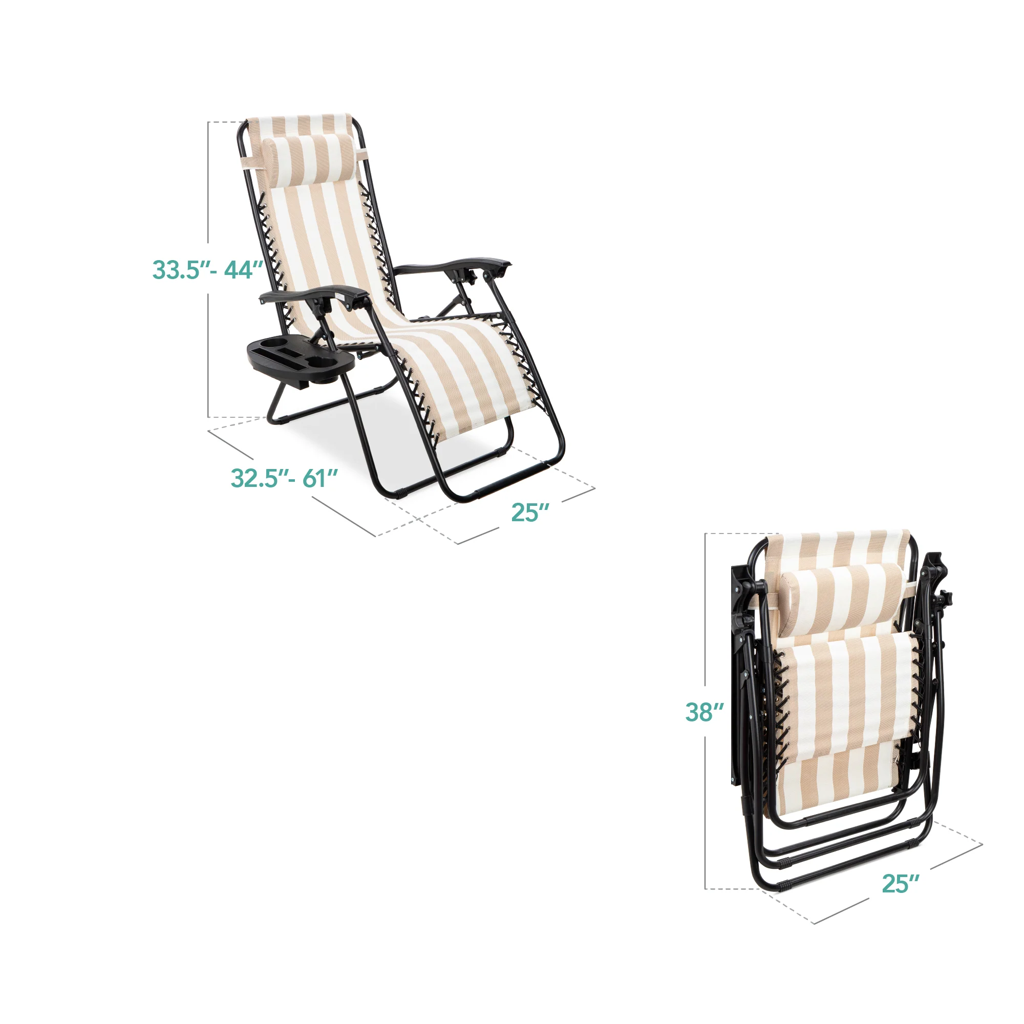 Set of 2 Adjustable Zero Gravity Patio Chair Recliners w/ Cup Holders - Image 14