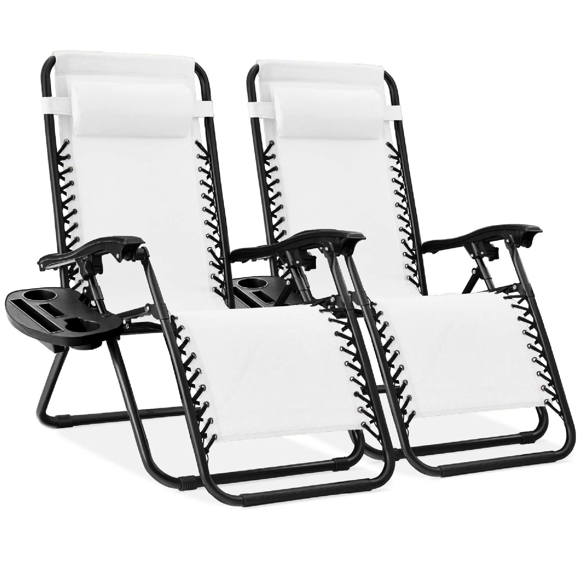 Set of 2 Adjustable Zero Gravity Patio Chair Recliners w/ Cup Holders - Image 145