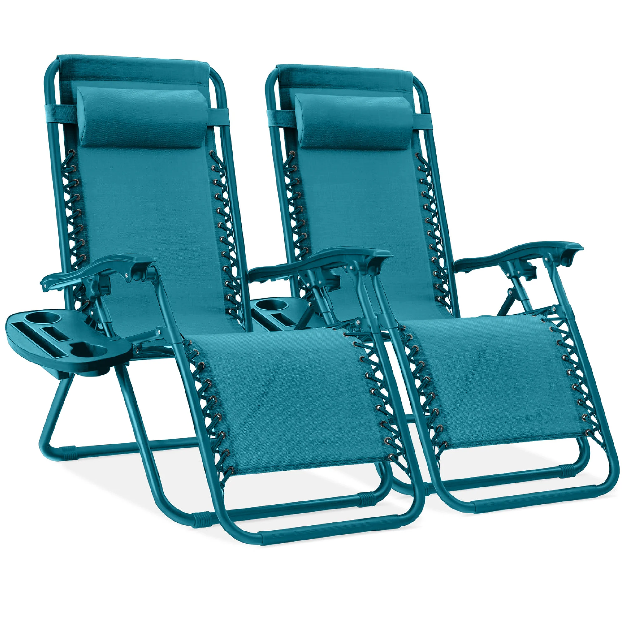 Set of 2 Adjustable Zero Gravity Patio Chair Recliners w/ Cup Holders - Image 153
