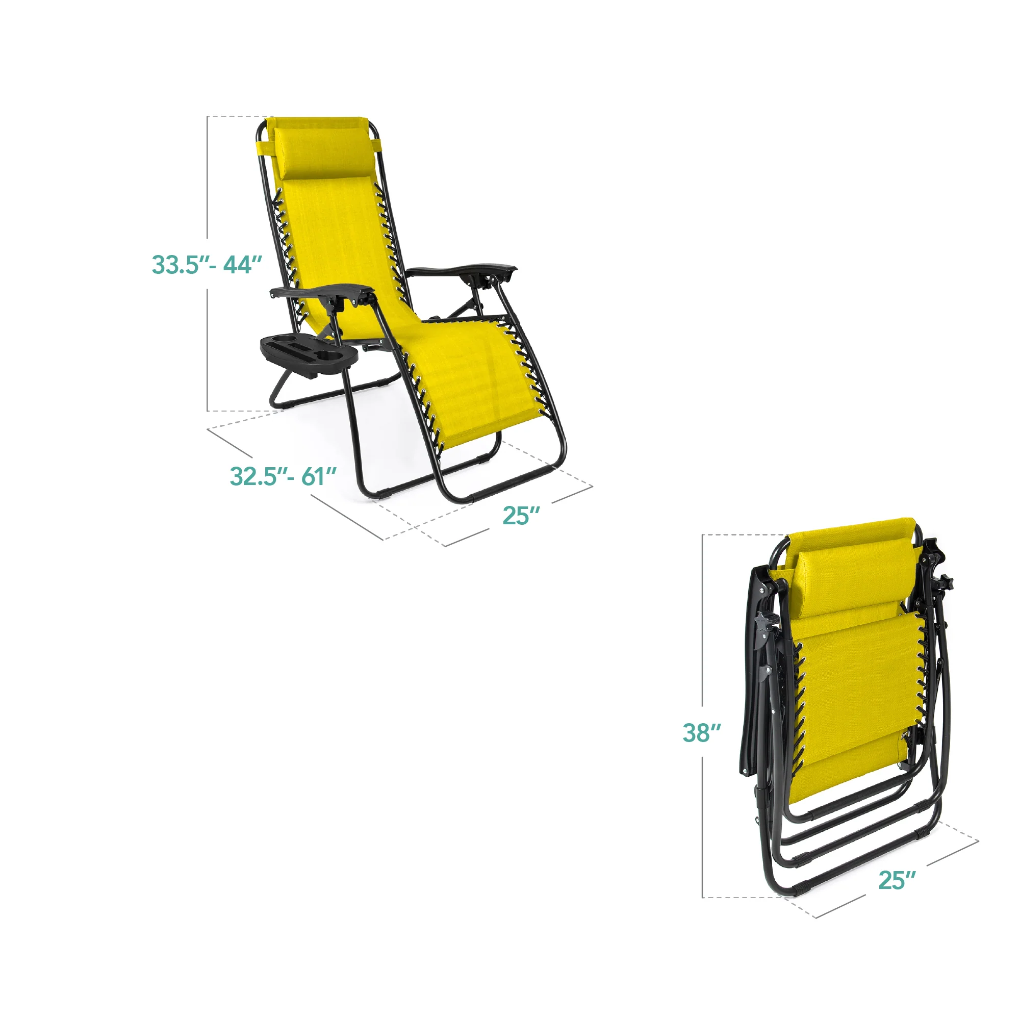 Set of 2 Adjustable Zero Gravity Patio Chair Recliners w/ Cup Holders - Image 162