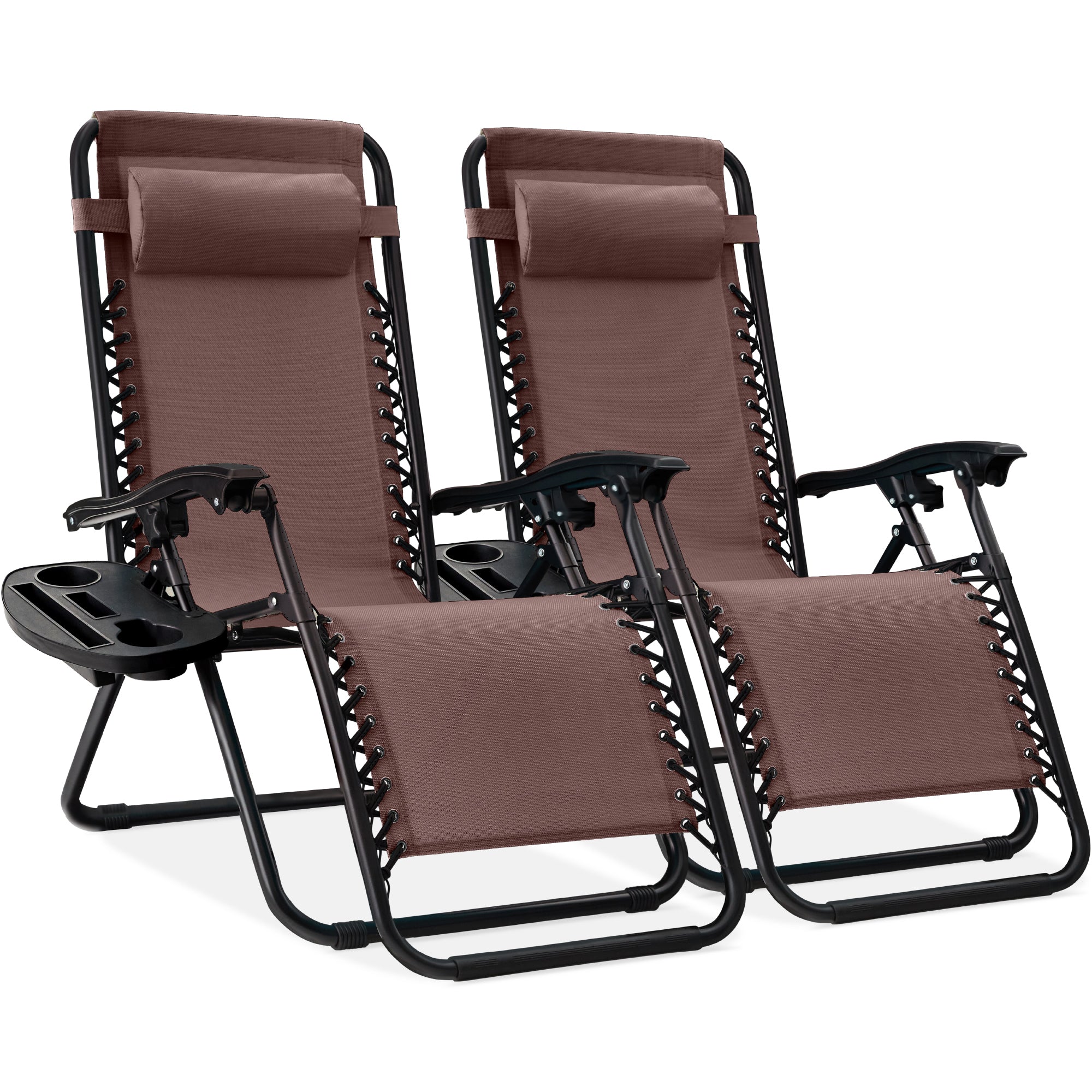 Set of 2 Adjustable Zero Gravity Patio Chair Recliners w/ Cup Holders - Image 165