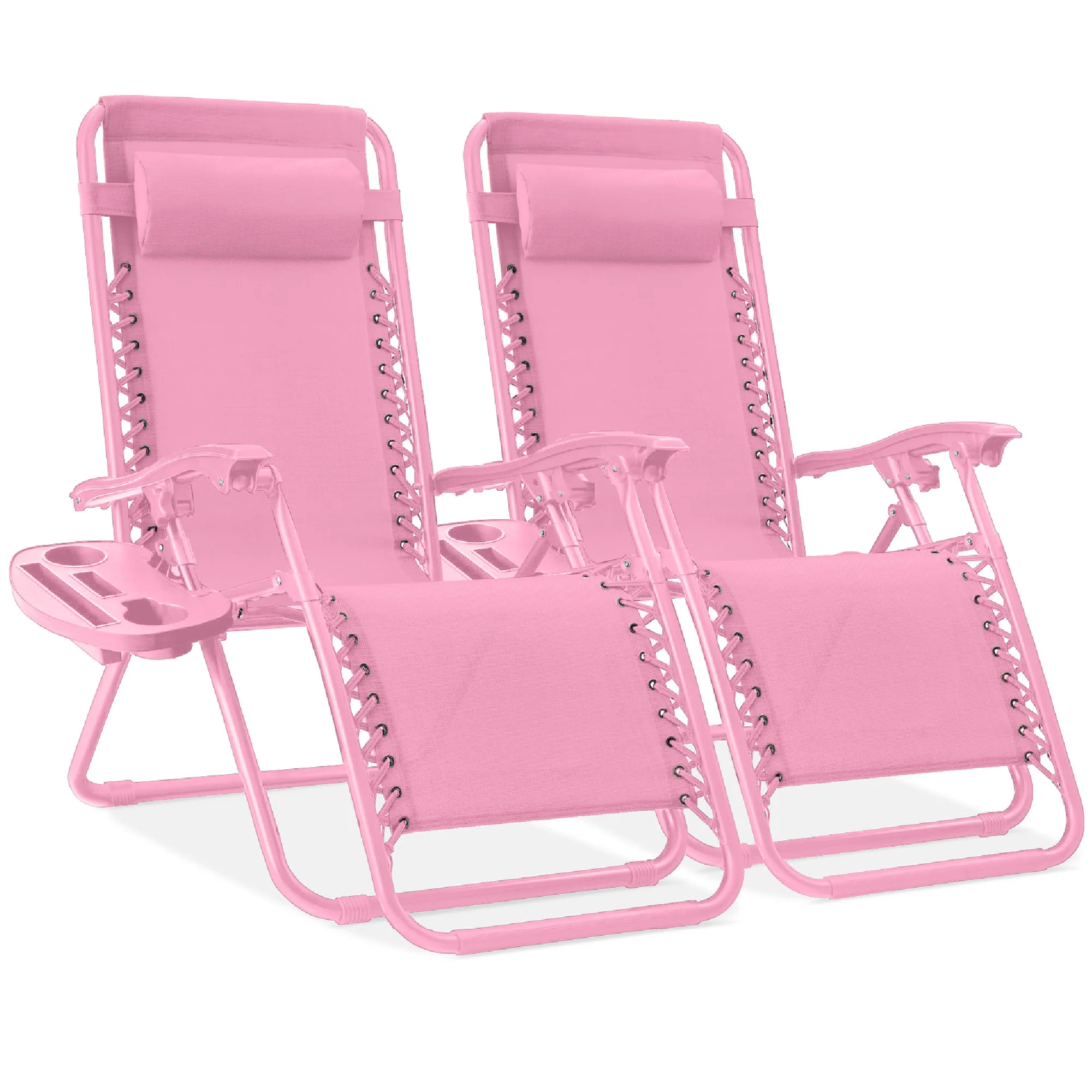Set of 2 Adjustable Zero Gravity Patio Chair Recliners w/ Cup Holders - Image 169