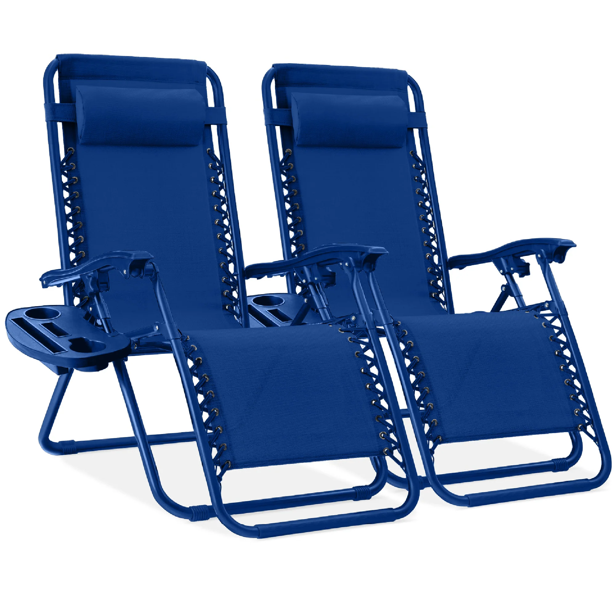 Set of 2 Adjustable Zero Gravity Patio Chair Recliners w/ Cup Holders - Image 17