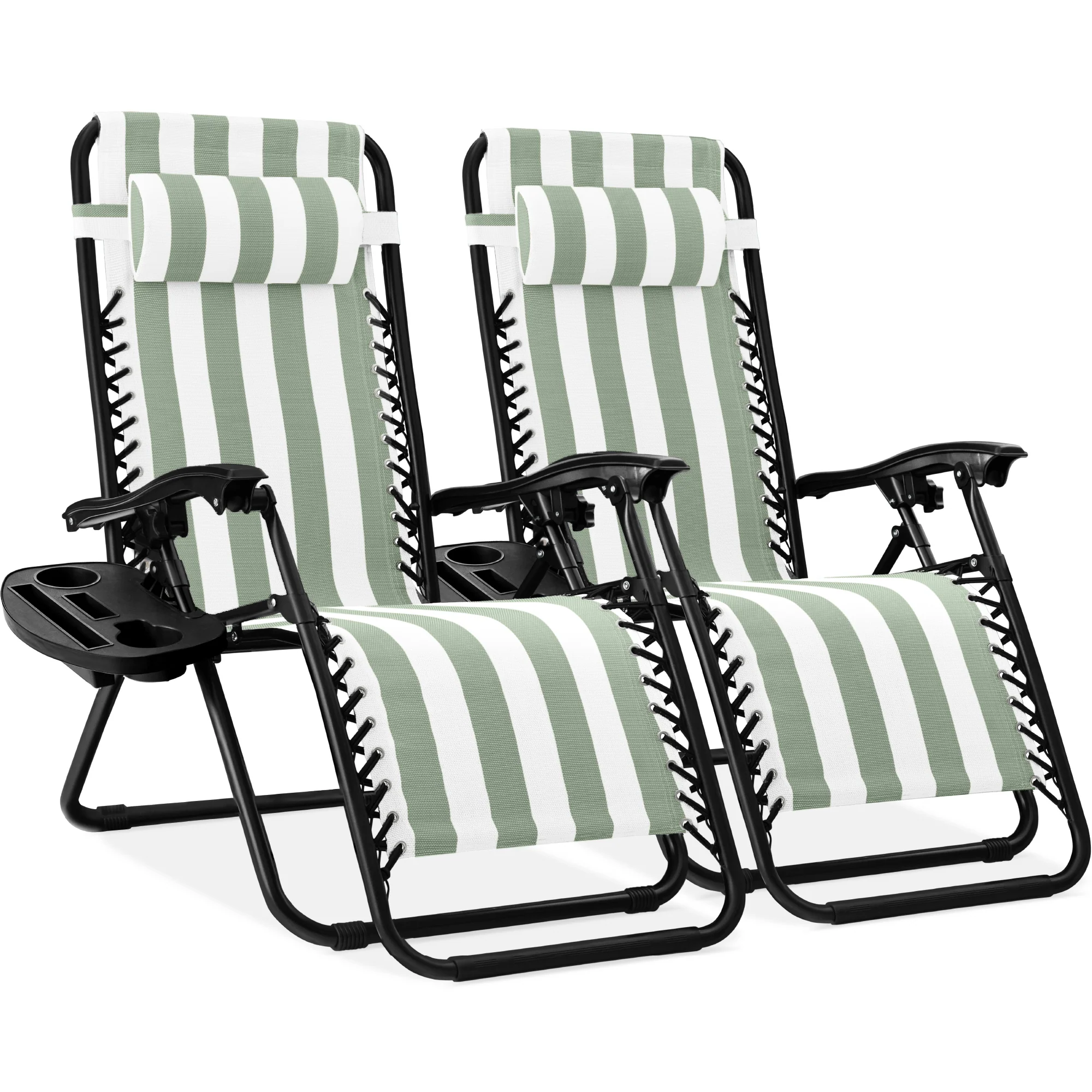 Set of 2 Adjustable Zero Gravity Patio Chair Recliners w/ Cup Holders - Image 193