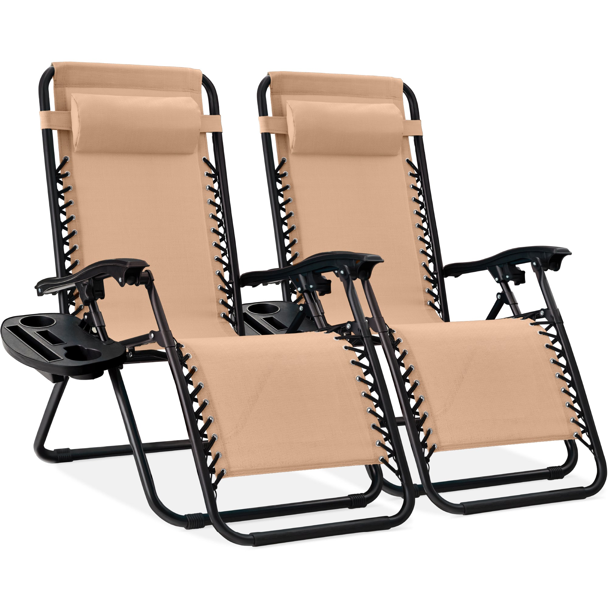 Set of 2 Adjustable Zero Gravity Patio Chair Recliners w/ Cup Holders - Image 201