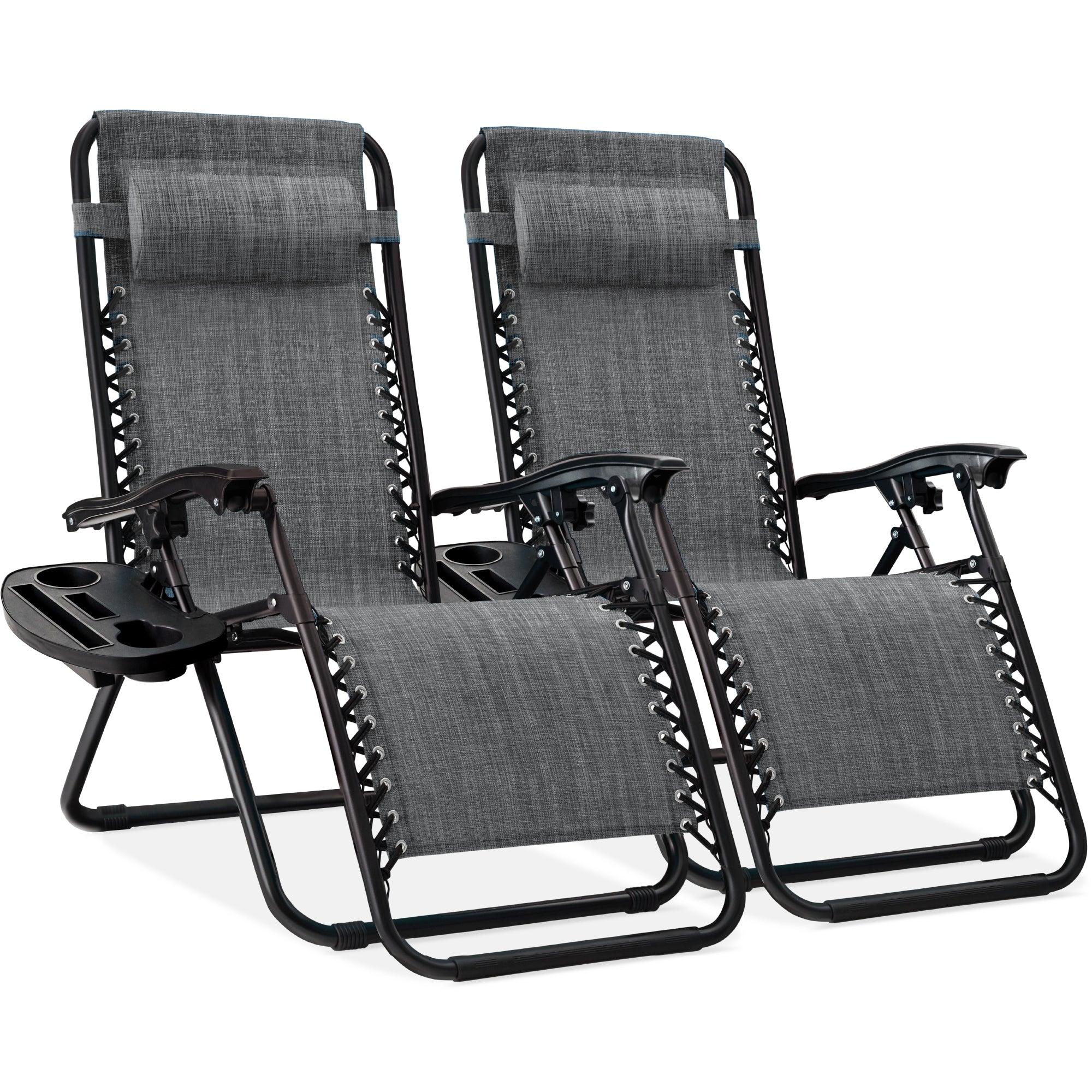 Set of 2 Adjustable Zero Gravity Patio Chair Recliners w/ Cup Holders - Image 205