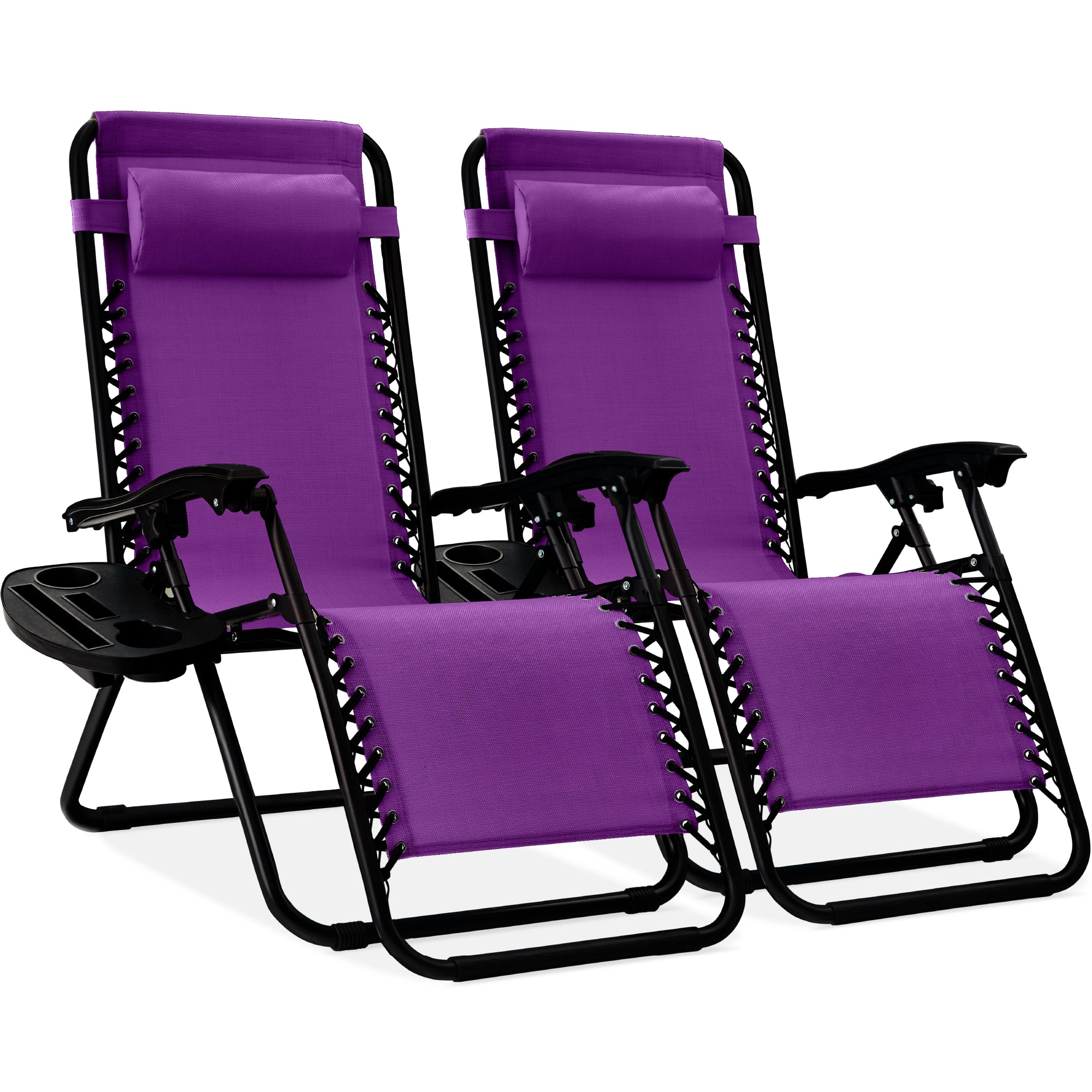 Set of 2 Adjustable Zero Gravity Patio Chair Recliners w/ Cup Holders - Image 209