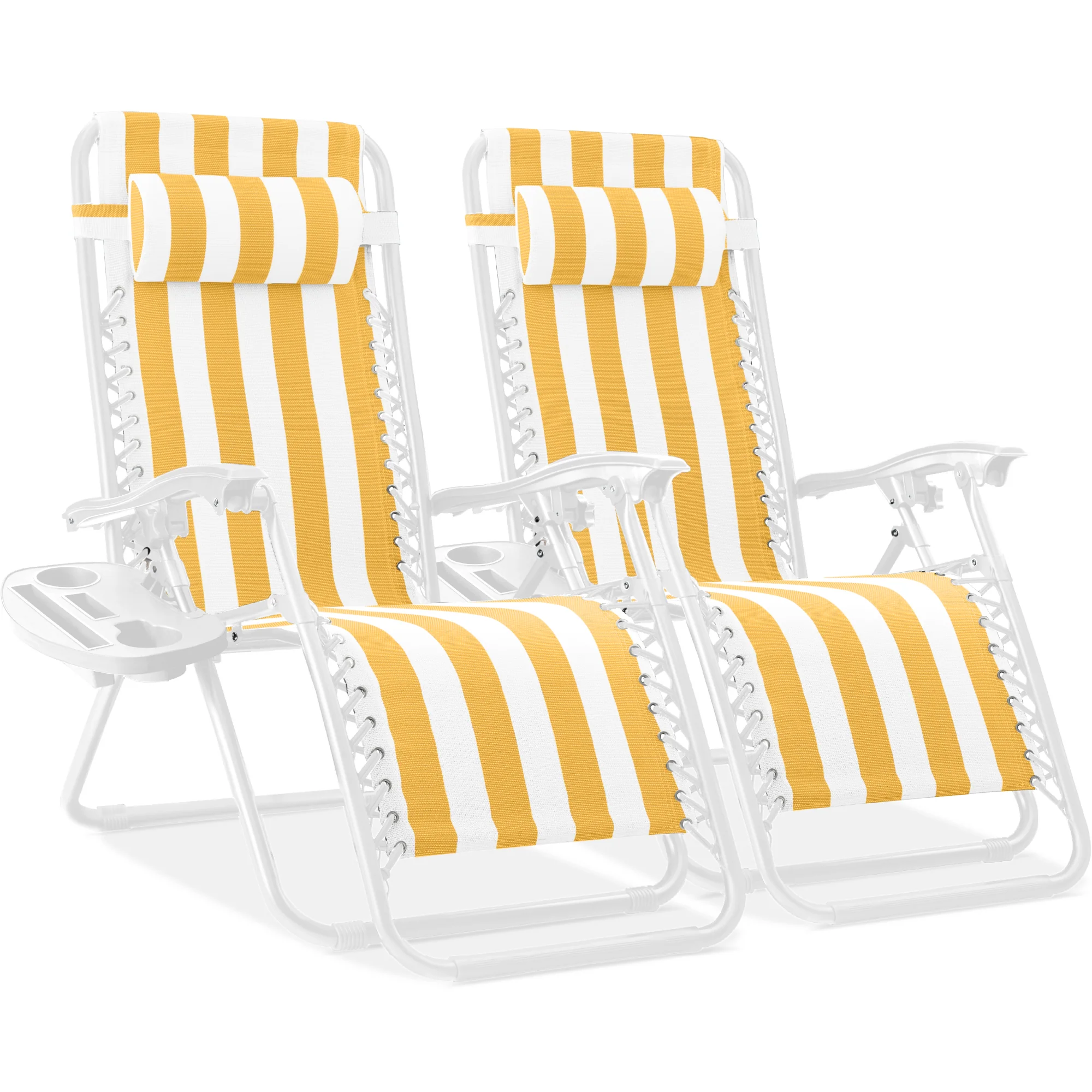 Set of 2 Adjustable Zero Gravity Patio Chair Recliners w/ Cup Holders - Image 21